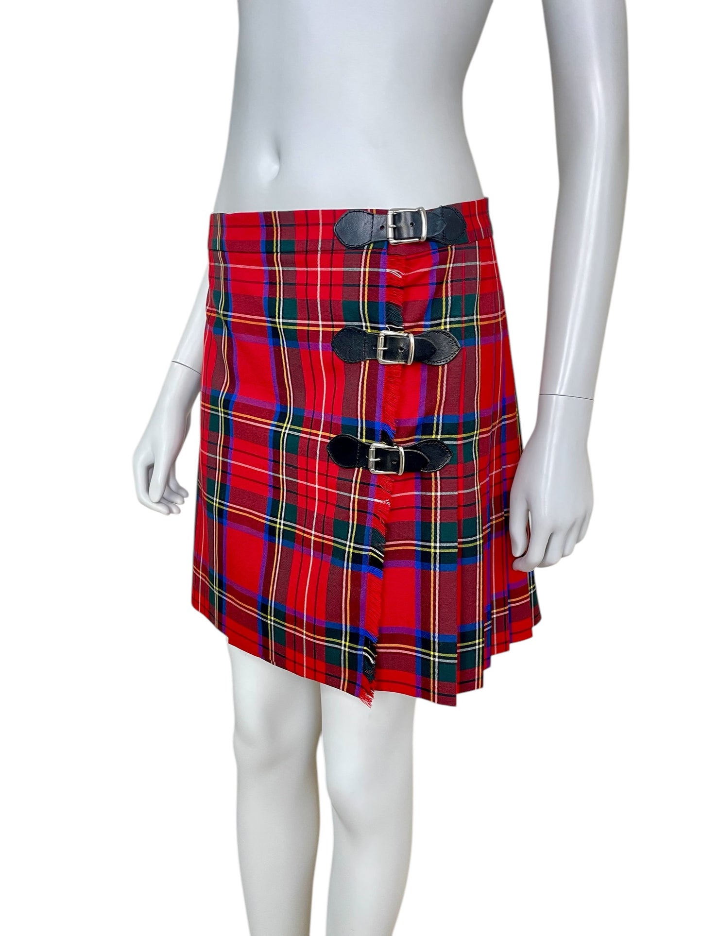 Moschino Cheap and Chic plaid buckled mini skirt