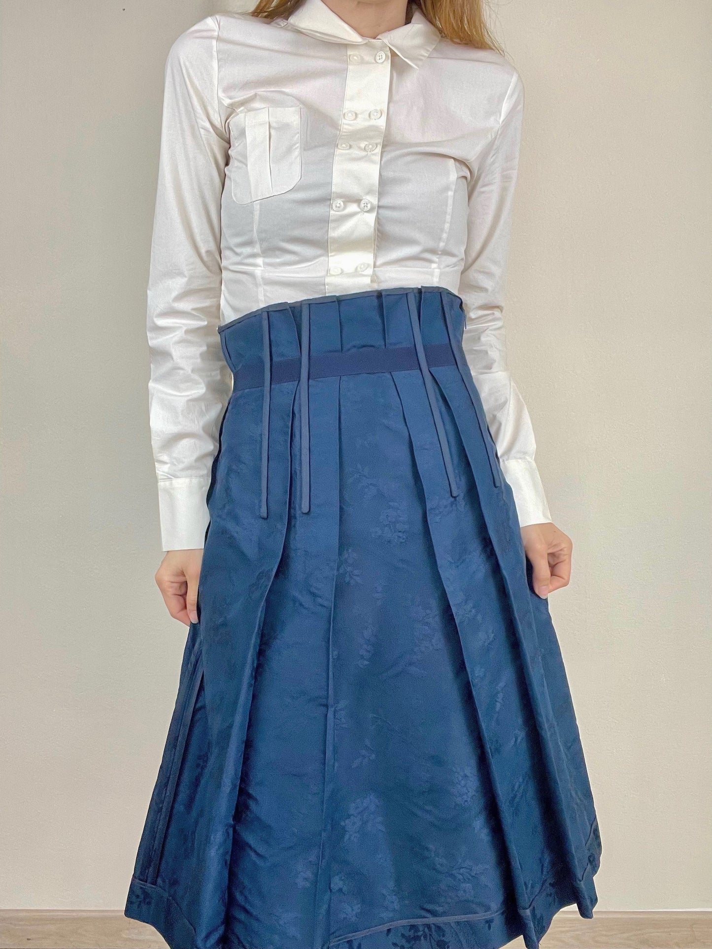 Prada silk jacquard corset skirt