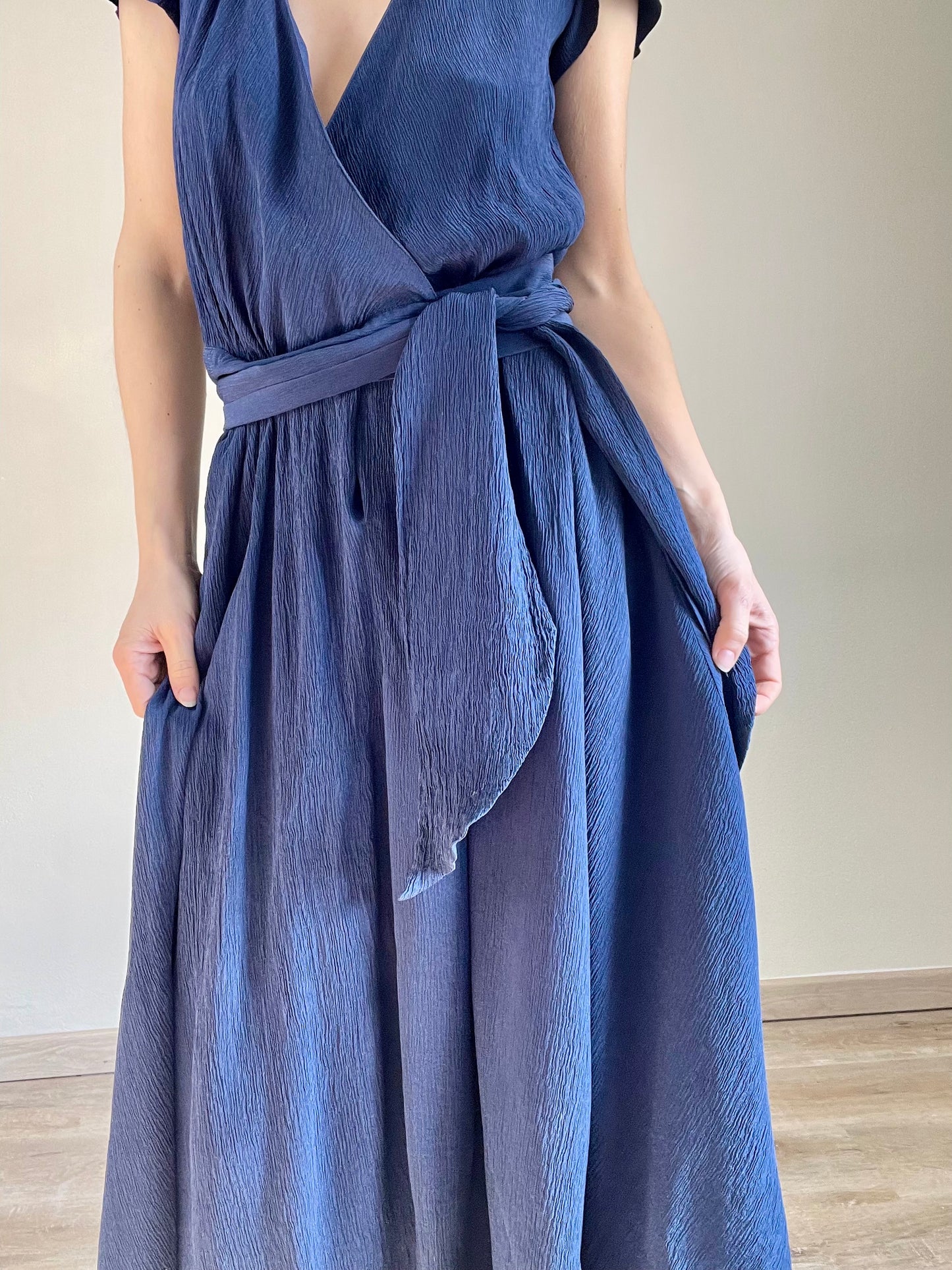 Moschino Spring Summer 1987 blue silk dress