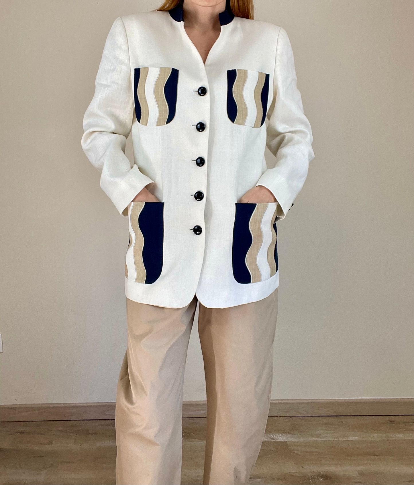 Valentino off white linen blazer jacket