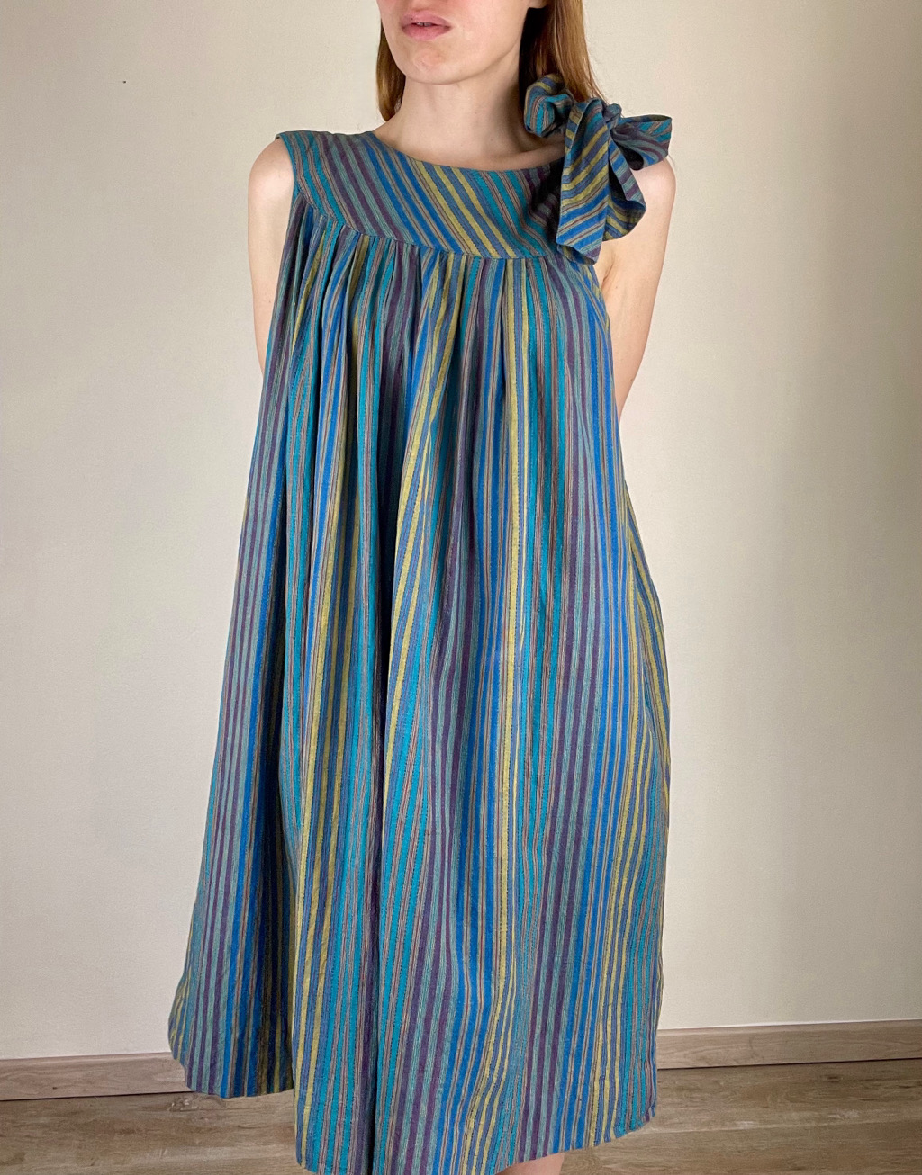 Lanvin multicolor striped cotton tent dress