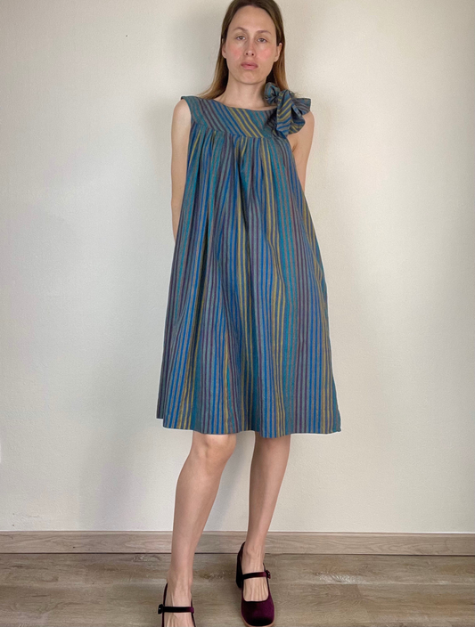 Lanvin multicolor striped cotton tent dress