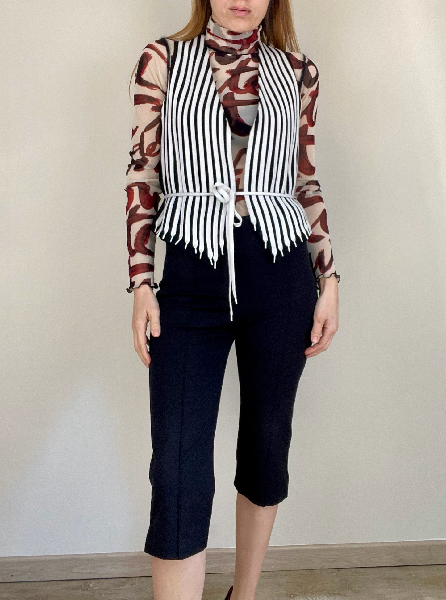 Moschino Cheap and Chic shoe laces stripe vest
