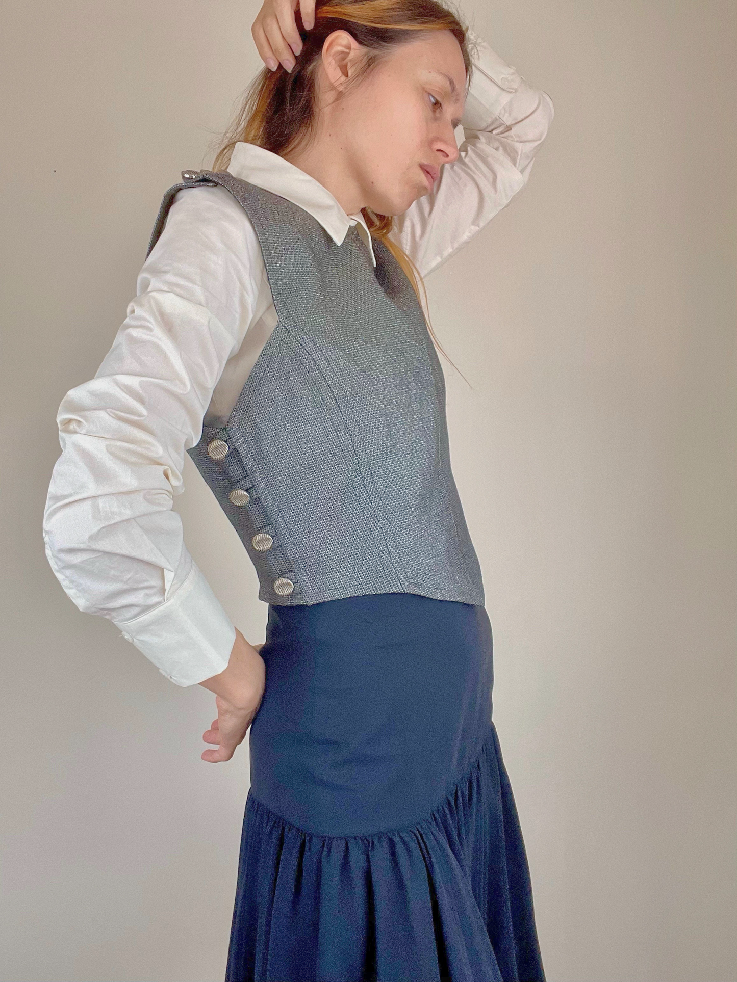 Lanvin by Claude Montana FW 1990 lamé sleeveless top
