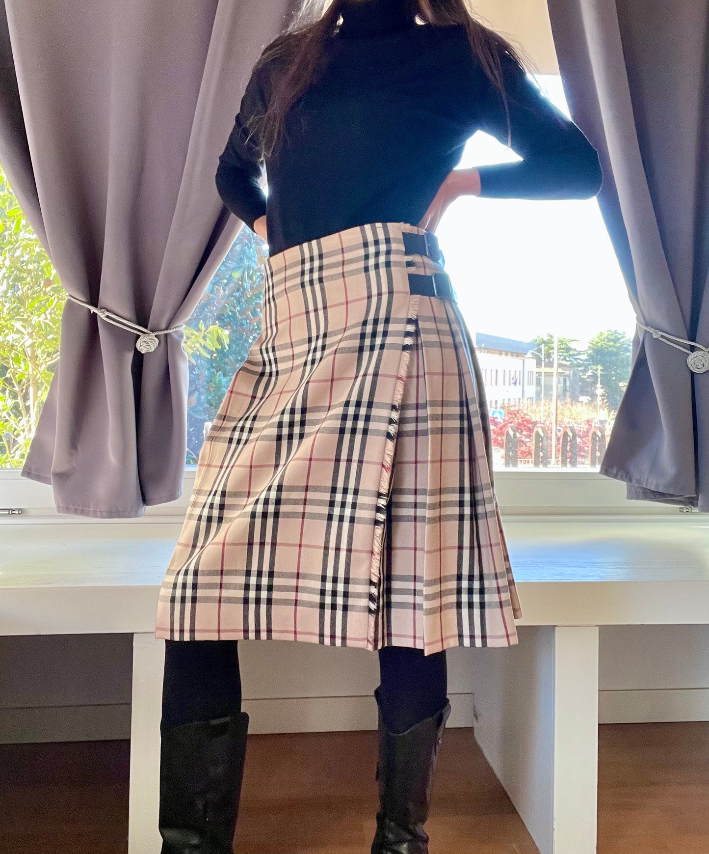 Burberry nova check midi skirt