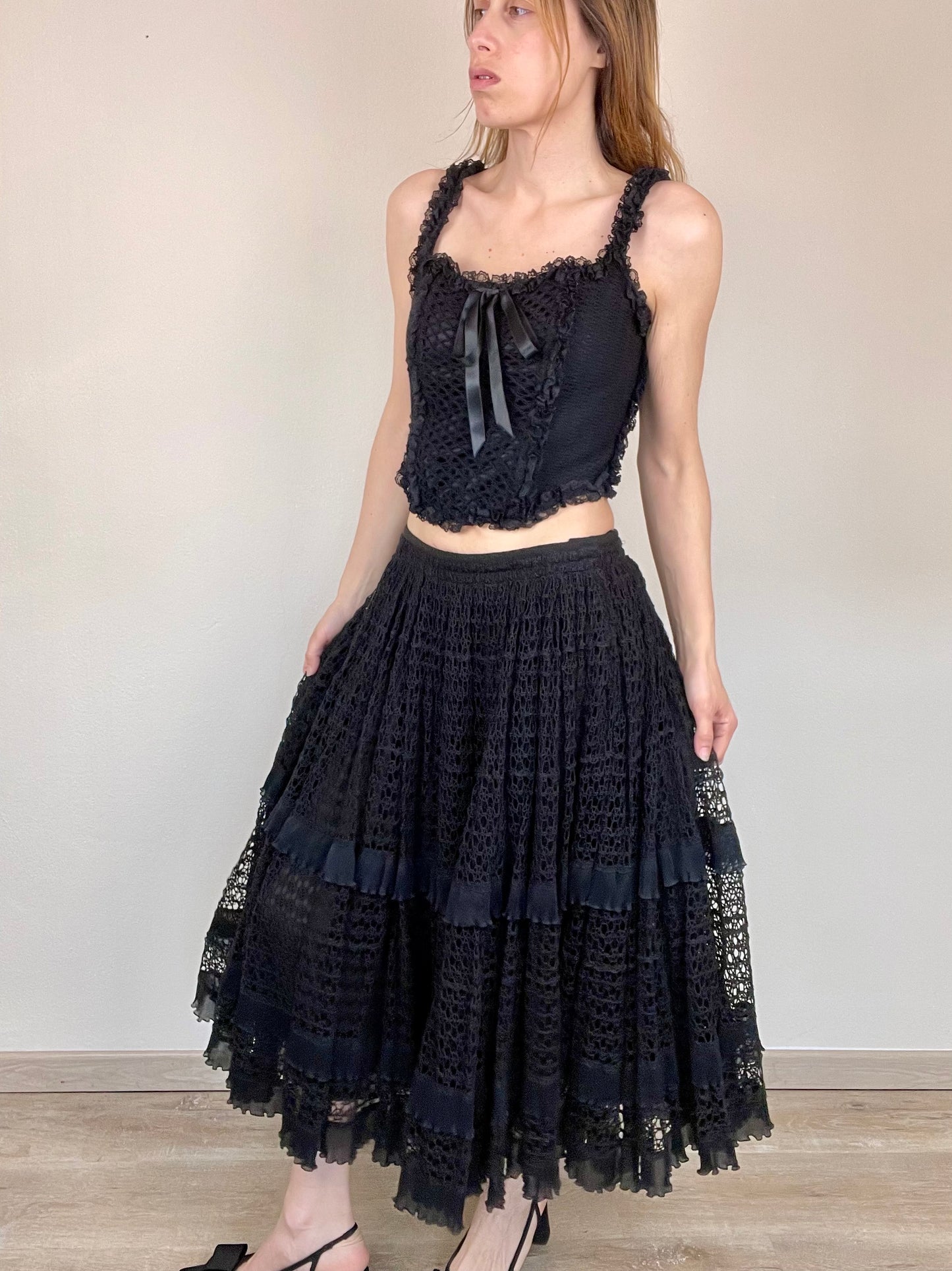 DOLCE & GABBANA Spring Summer 2002 Black Knitted Maxi Skirt