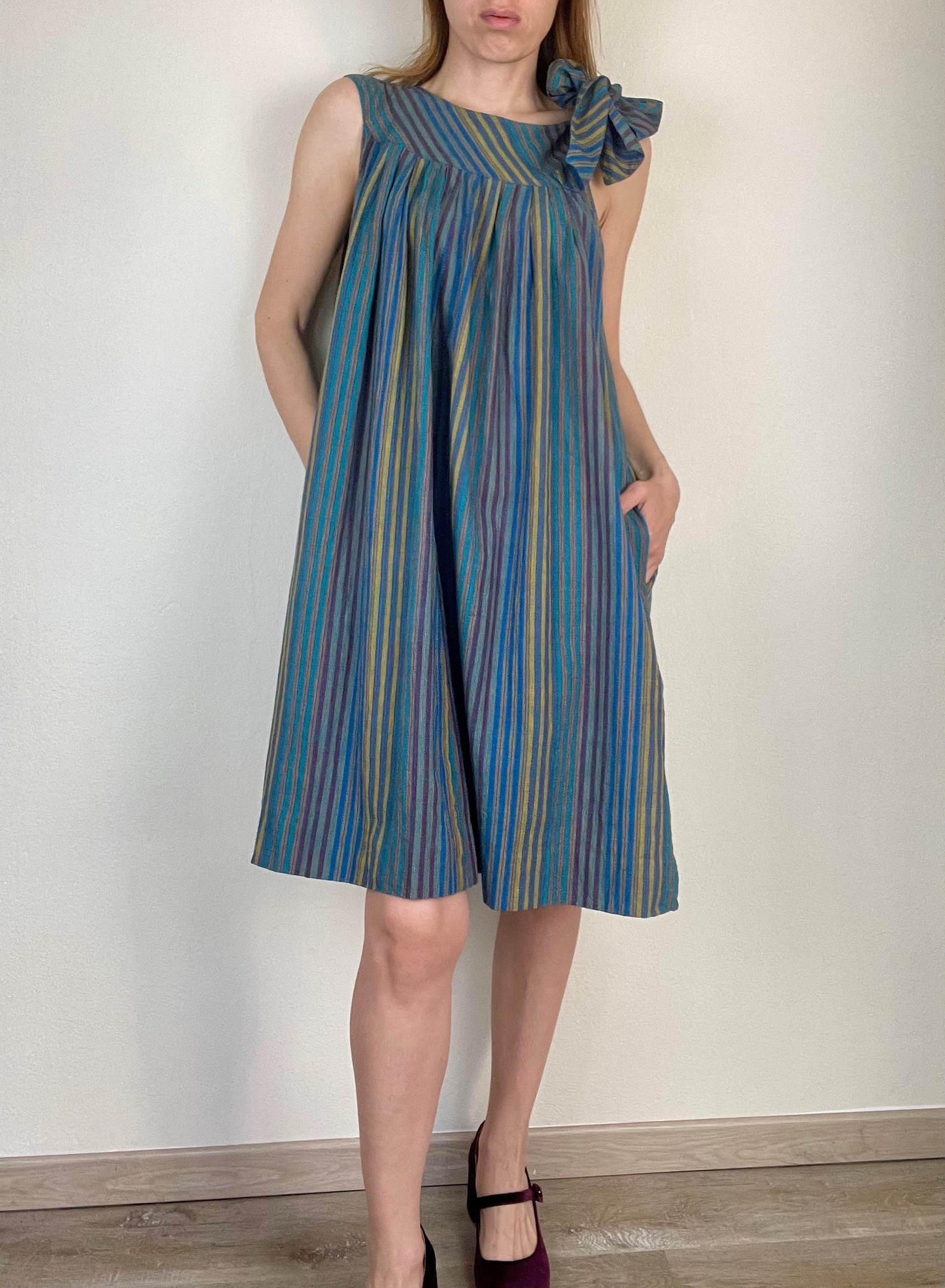Lanvin multicolor striped cotton tent dress