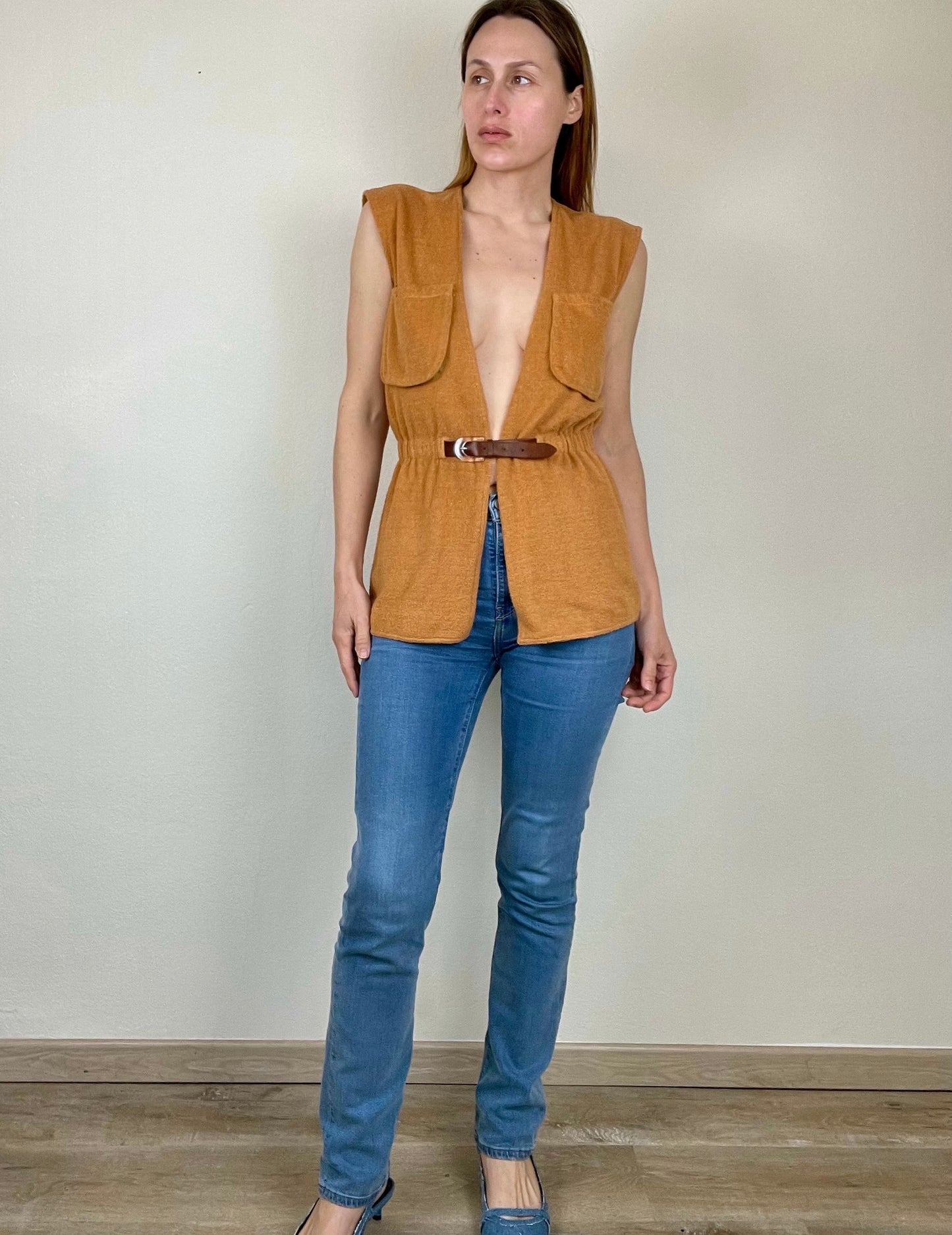 Gianni Versace for Callaghan terrycloth belted top