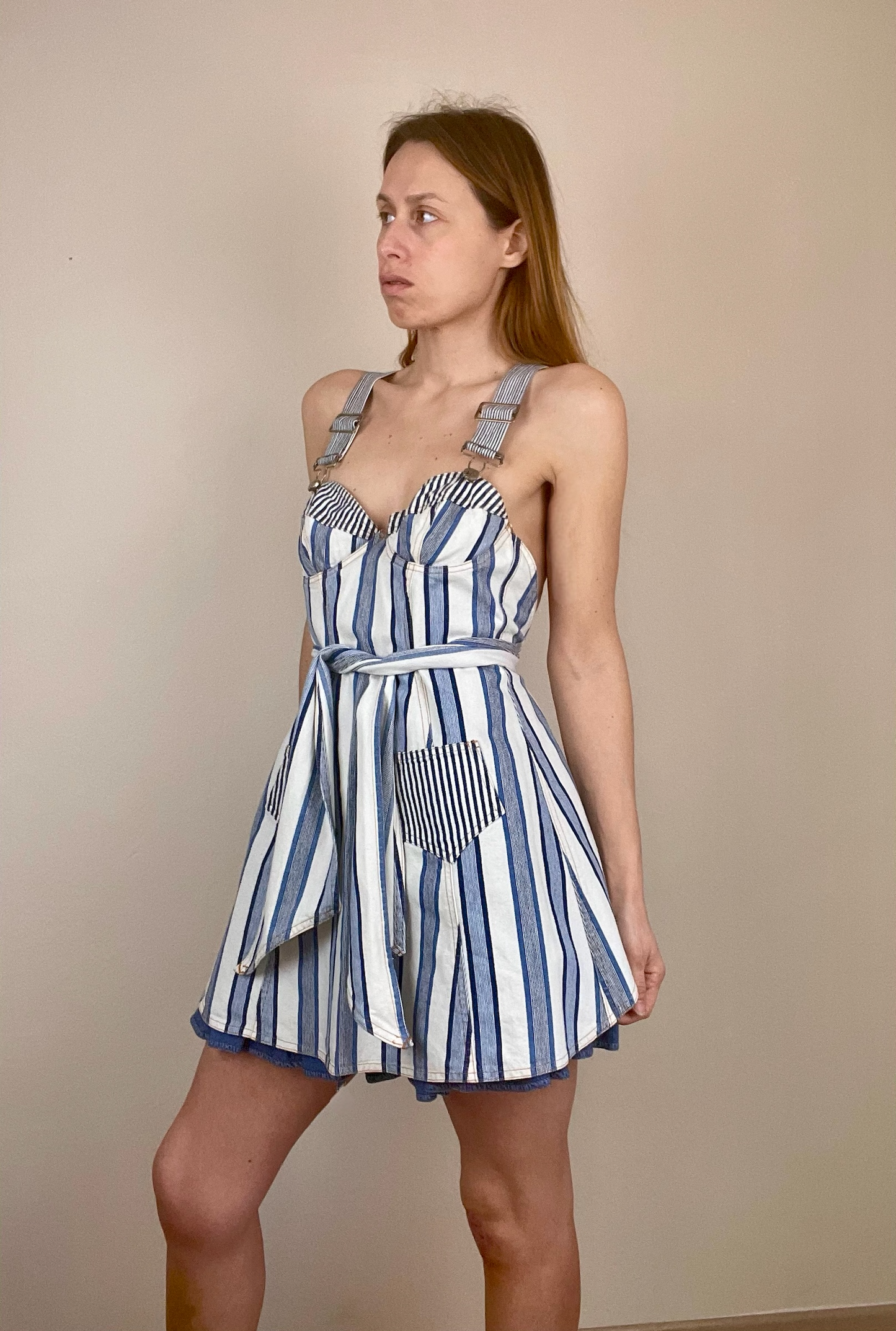 Christian Lacroix apron overall mini dress