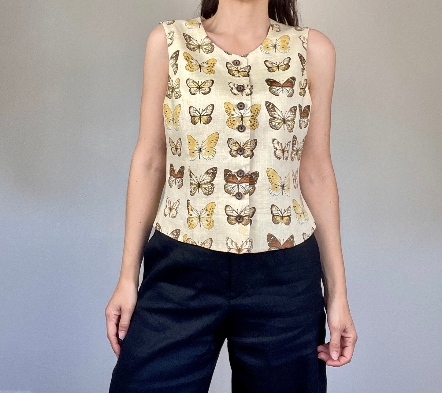 Laurel by Escada linen butterfly vest top