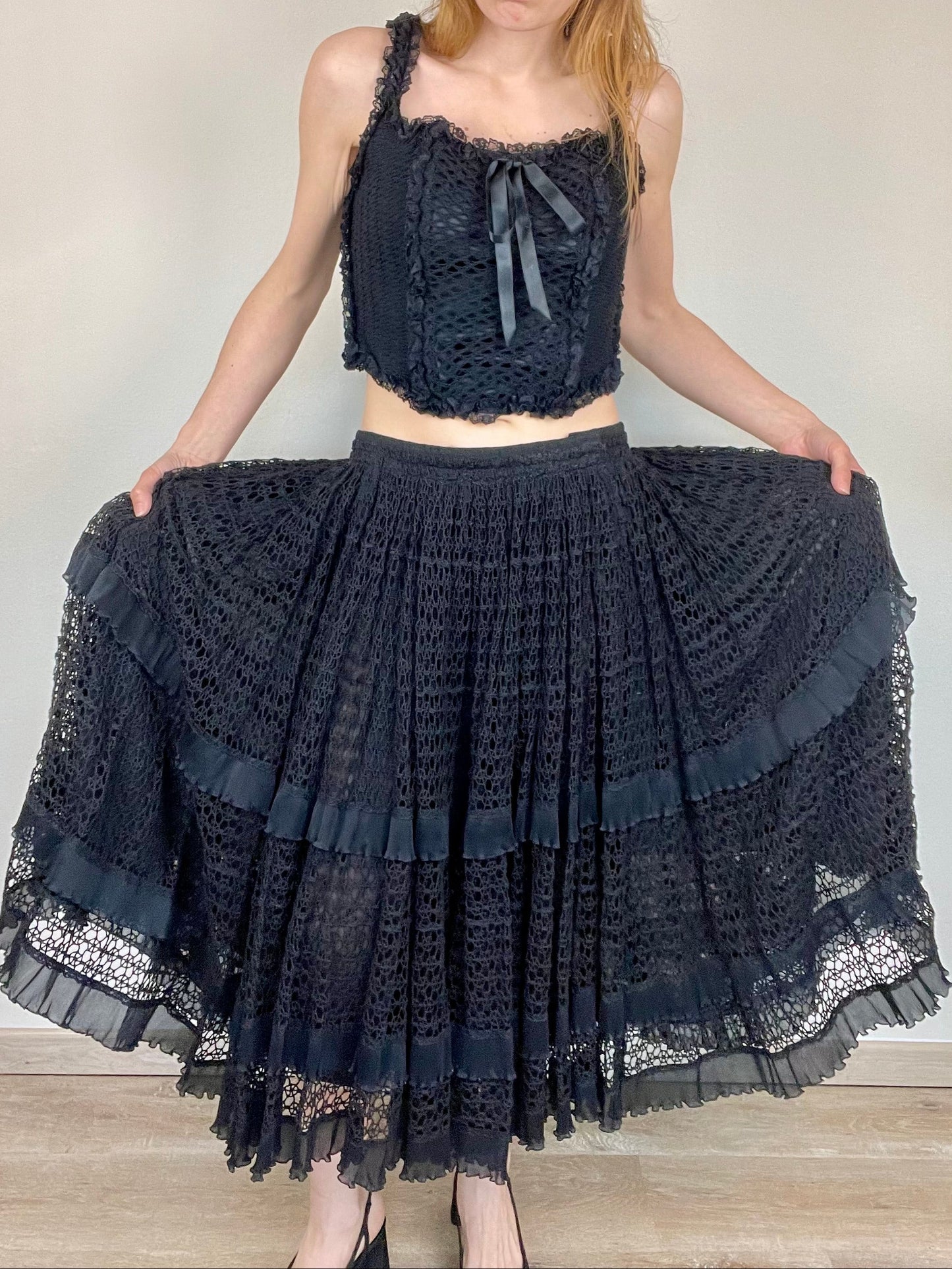 DOLCE & GABBANA Spring Summer 2002 Black Knitted Maxi Skirt