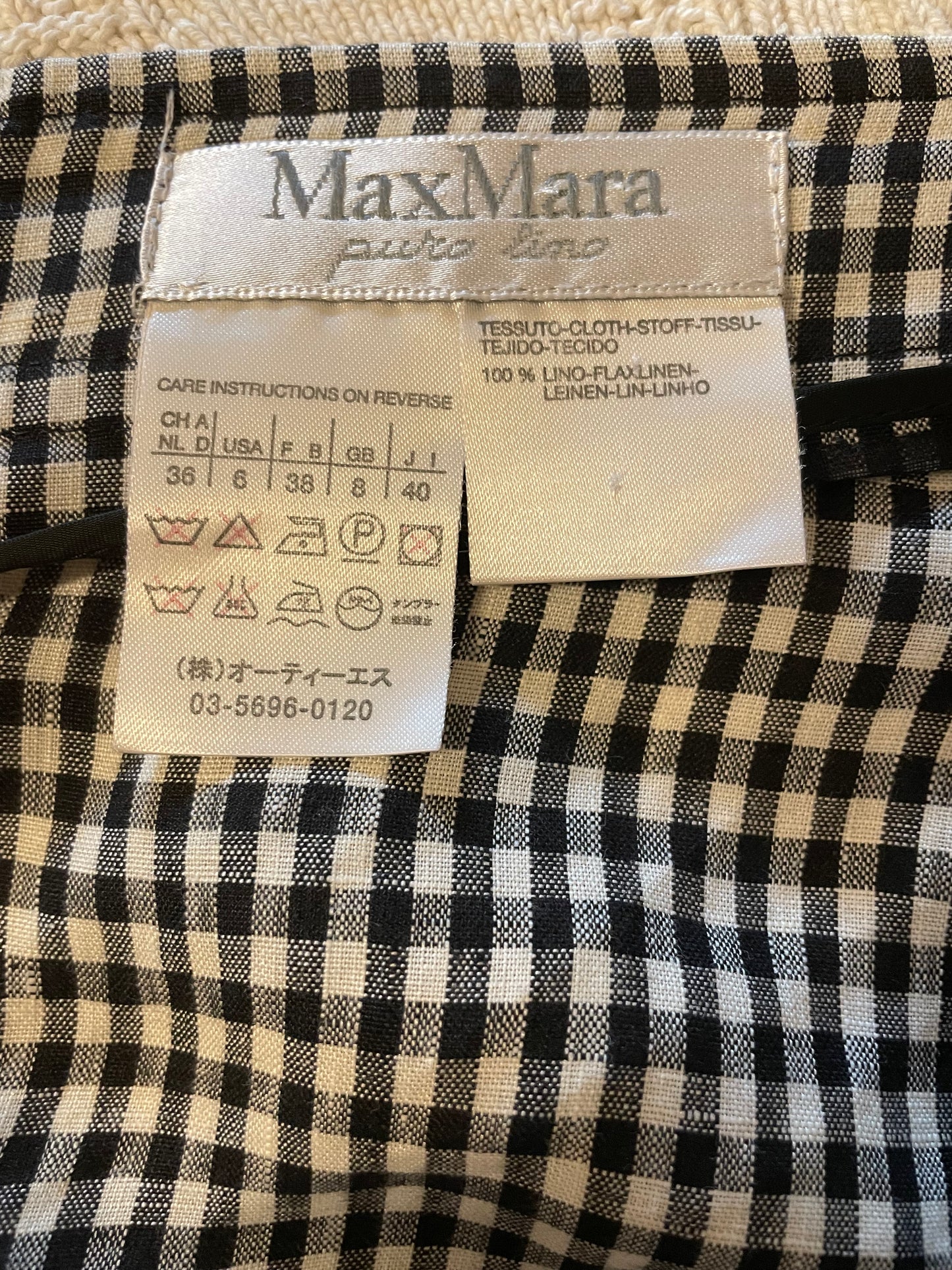 Max Mara linen gingham skirt with zebra scarf
