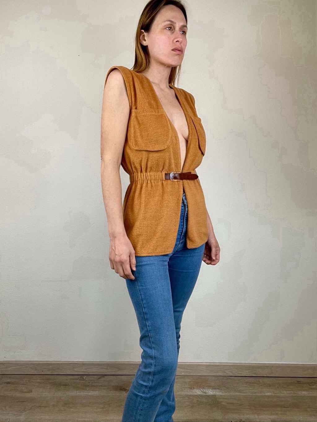 Gianni Versace for Callaghan terrycloth belted top