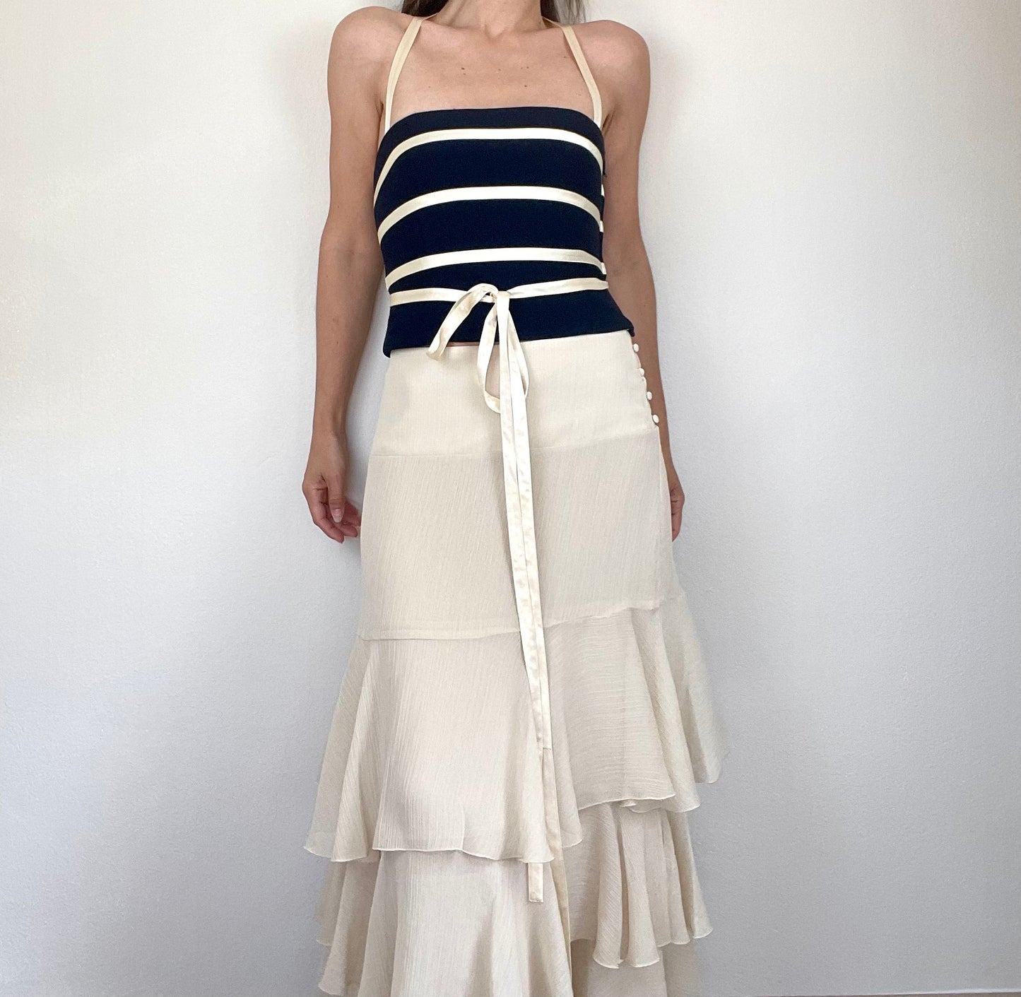 Moschino Couture navy and cream corset top