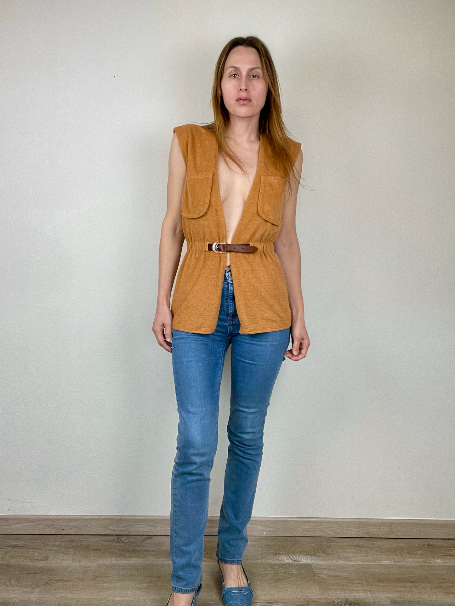 Gianni Versace for Callaghan terrycloth belted top
