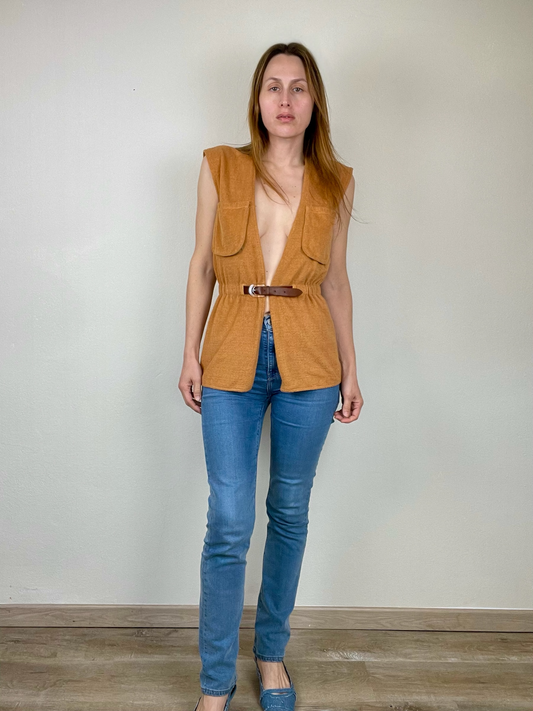 Gianni Versace for Callaghan terrycloth belted top