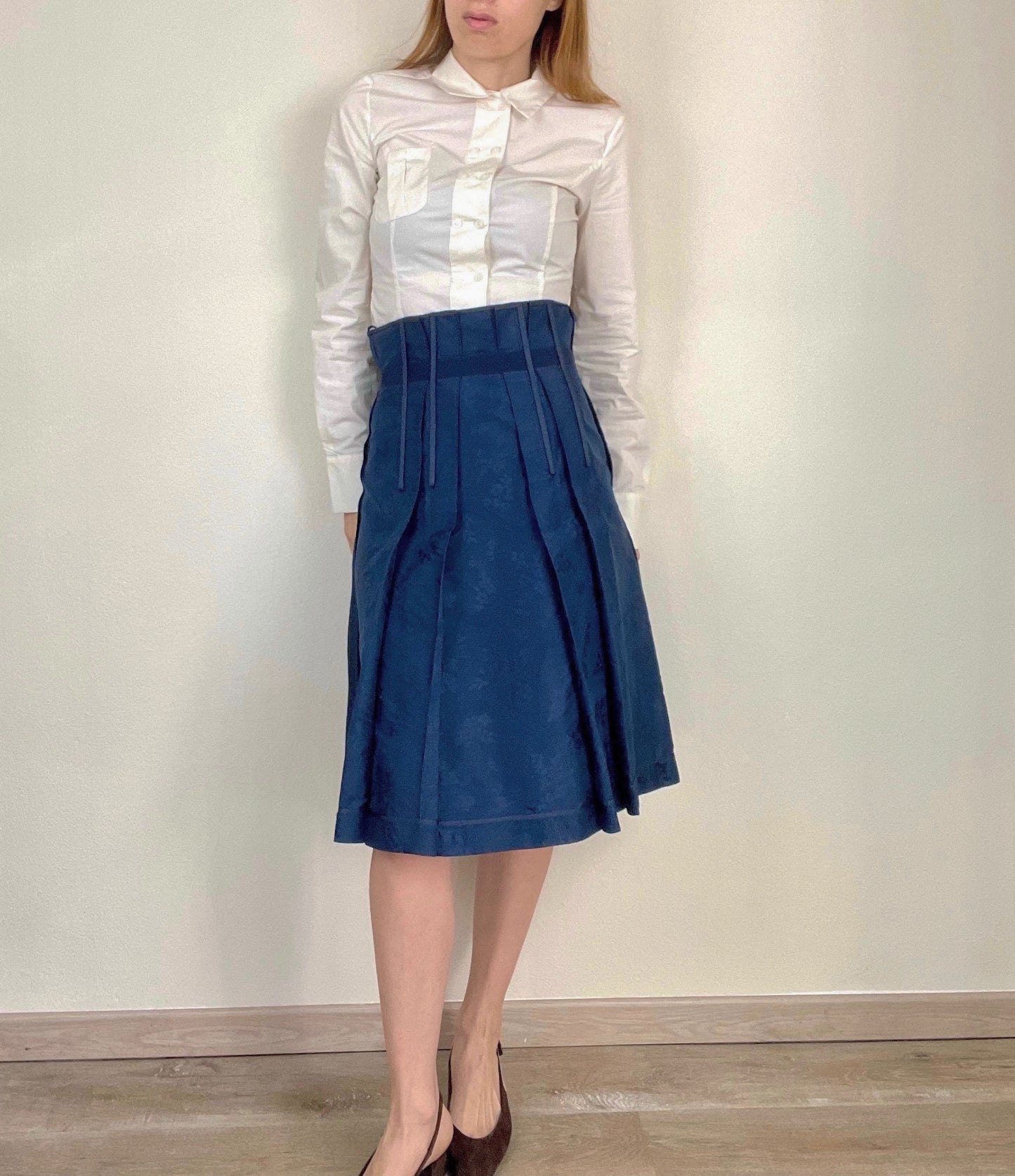 Prada silk jacquard corset skirt
