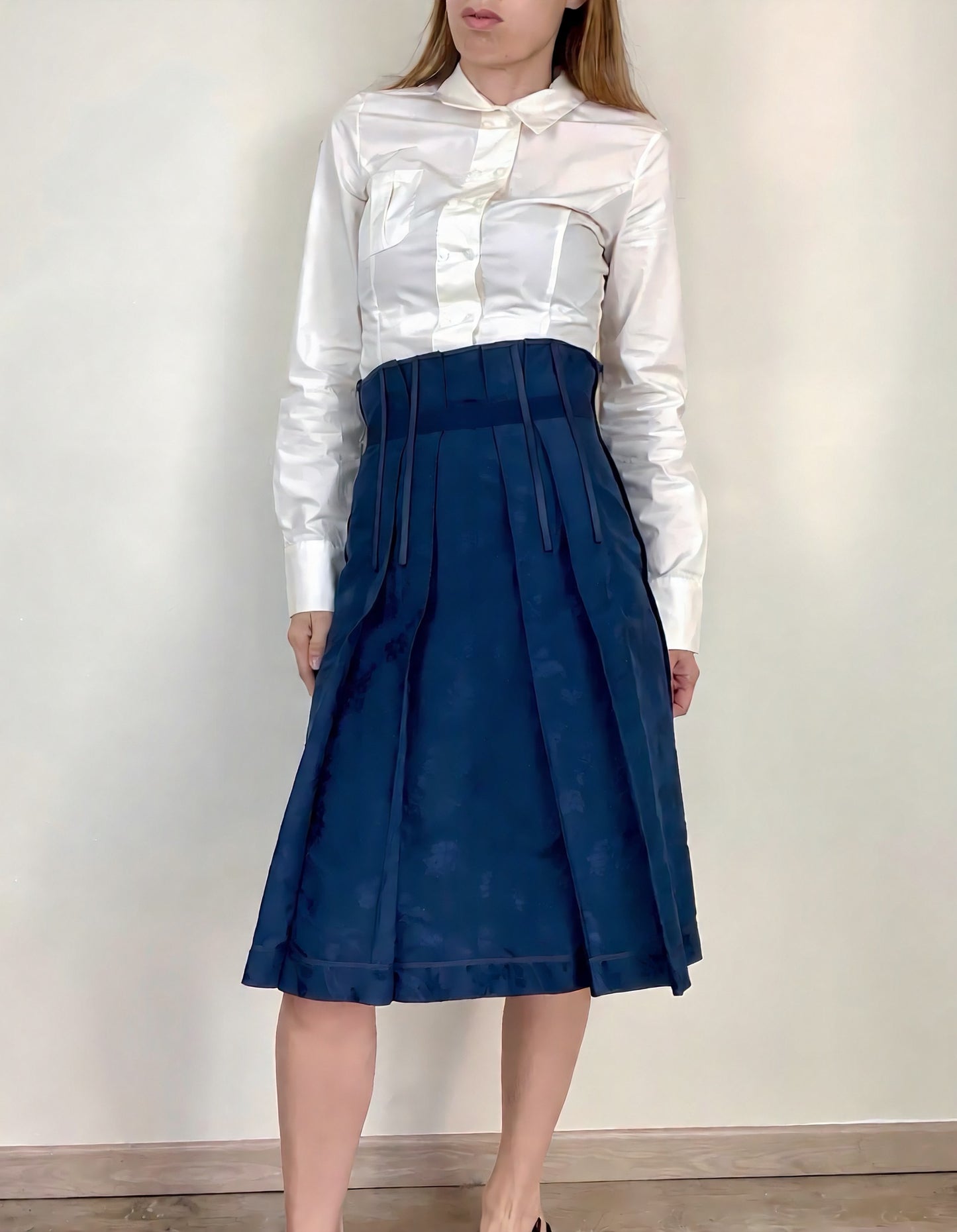 Prada silk jacquard corset skirt