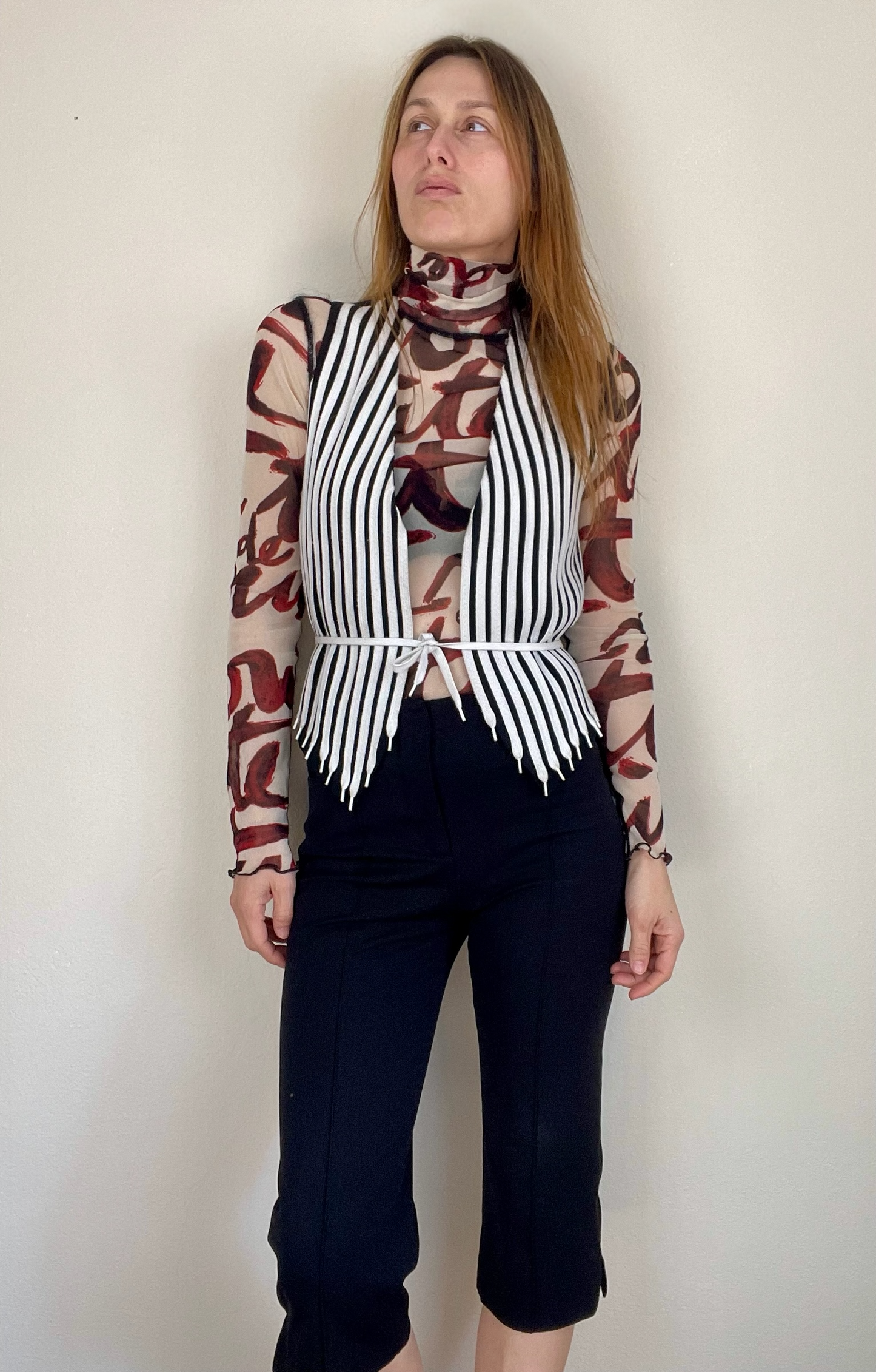 Moschino Cheap and Chic shoe laces stripe vest