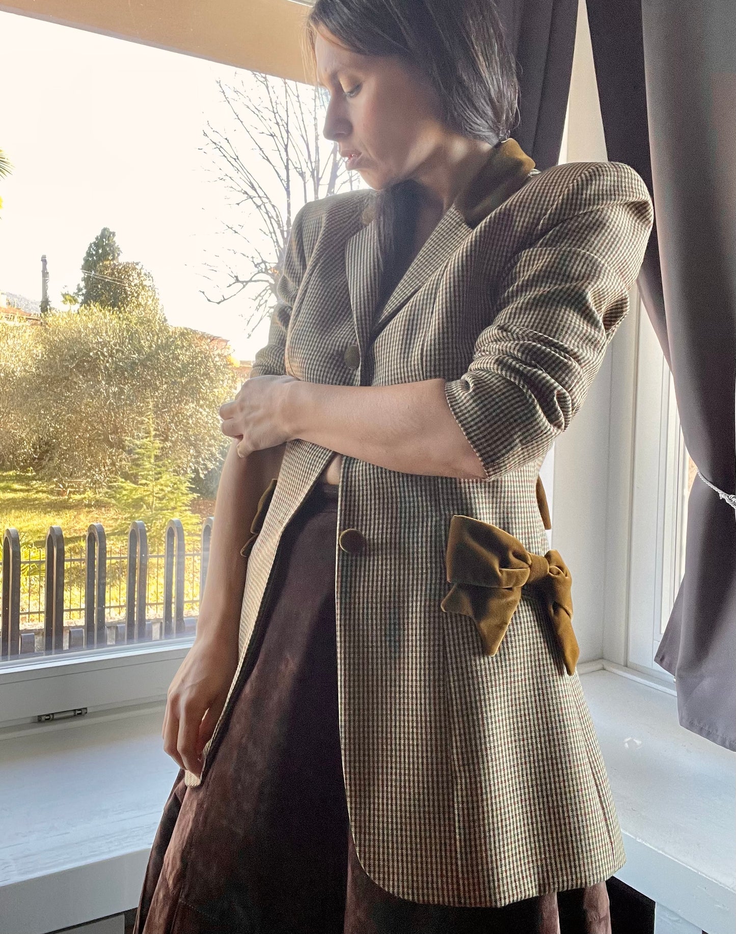 Moschino plaid jacket with bows