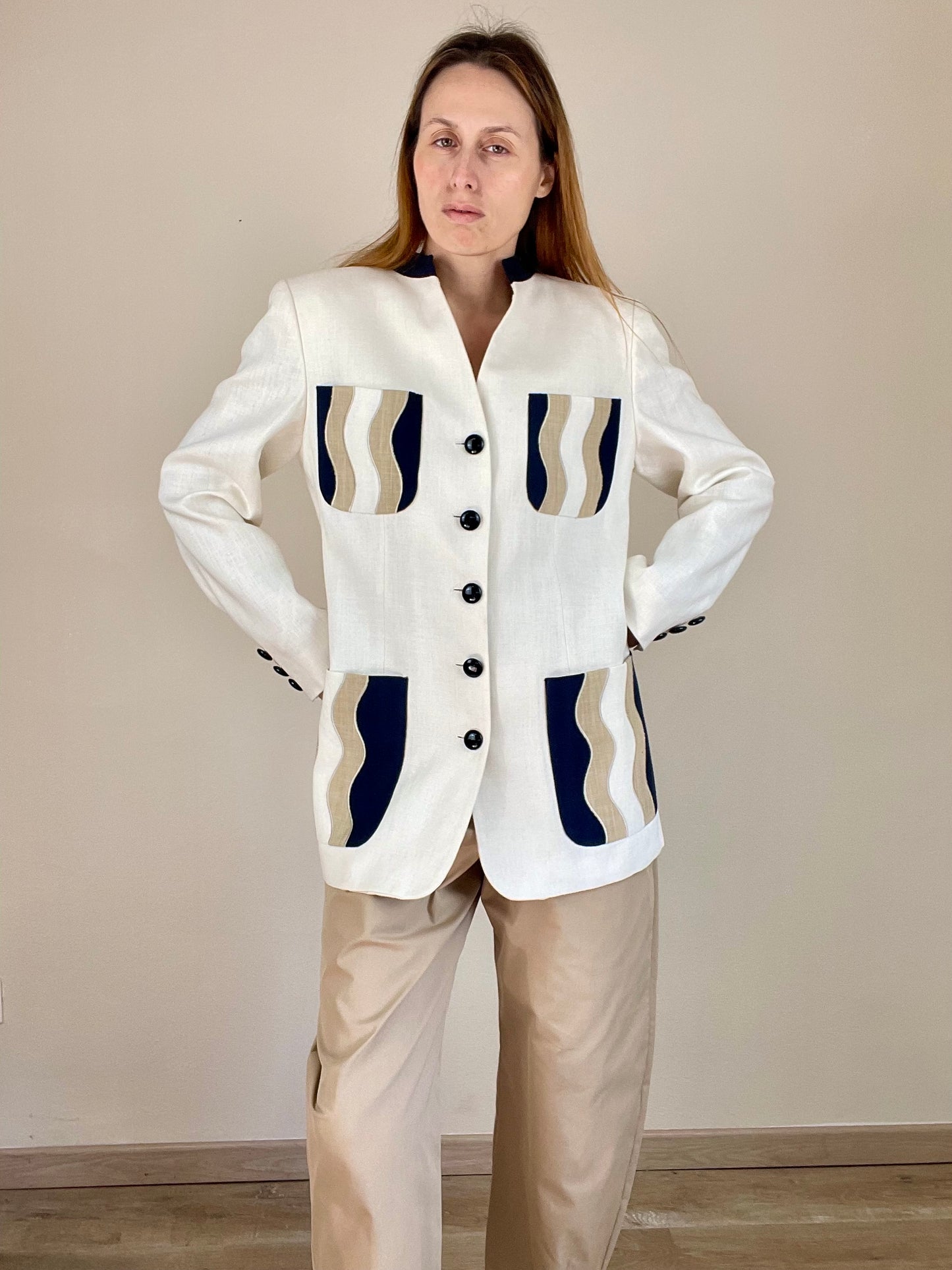 Valentino off white linen blazer jacket