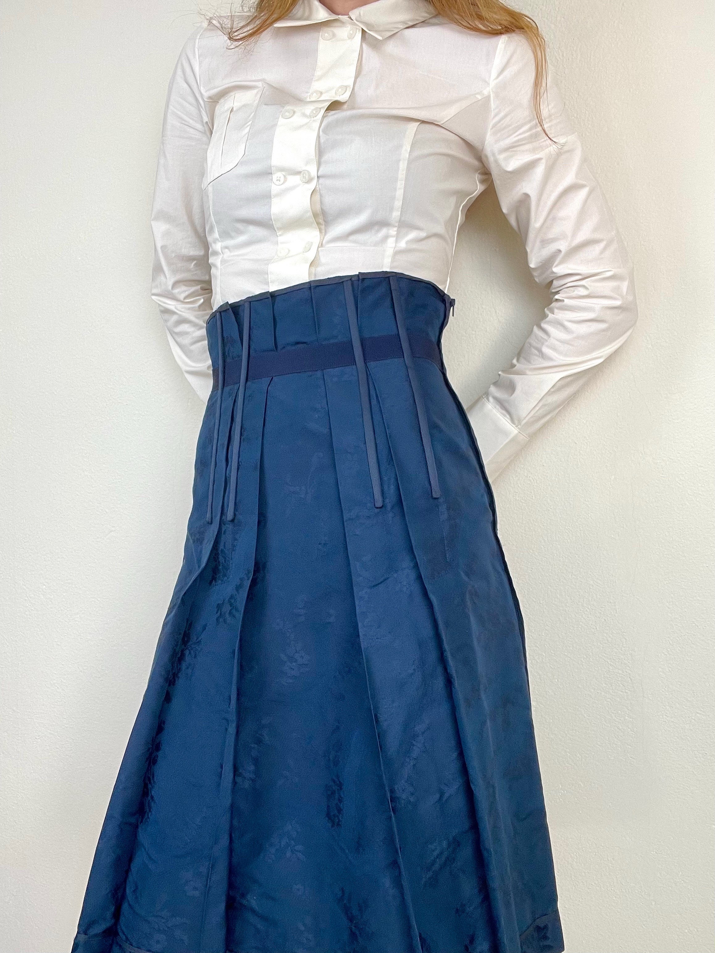 Prada silk jacquard corset skirt