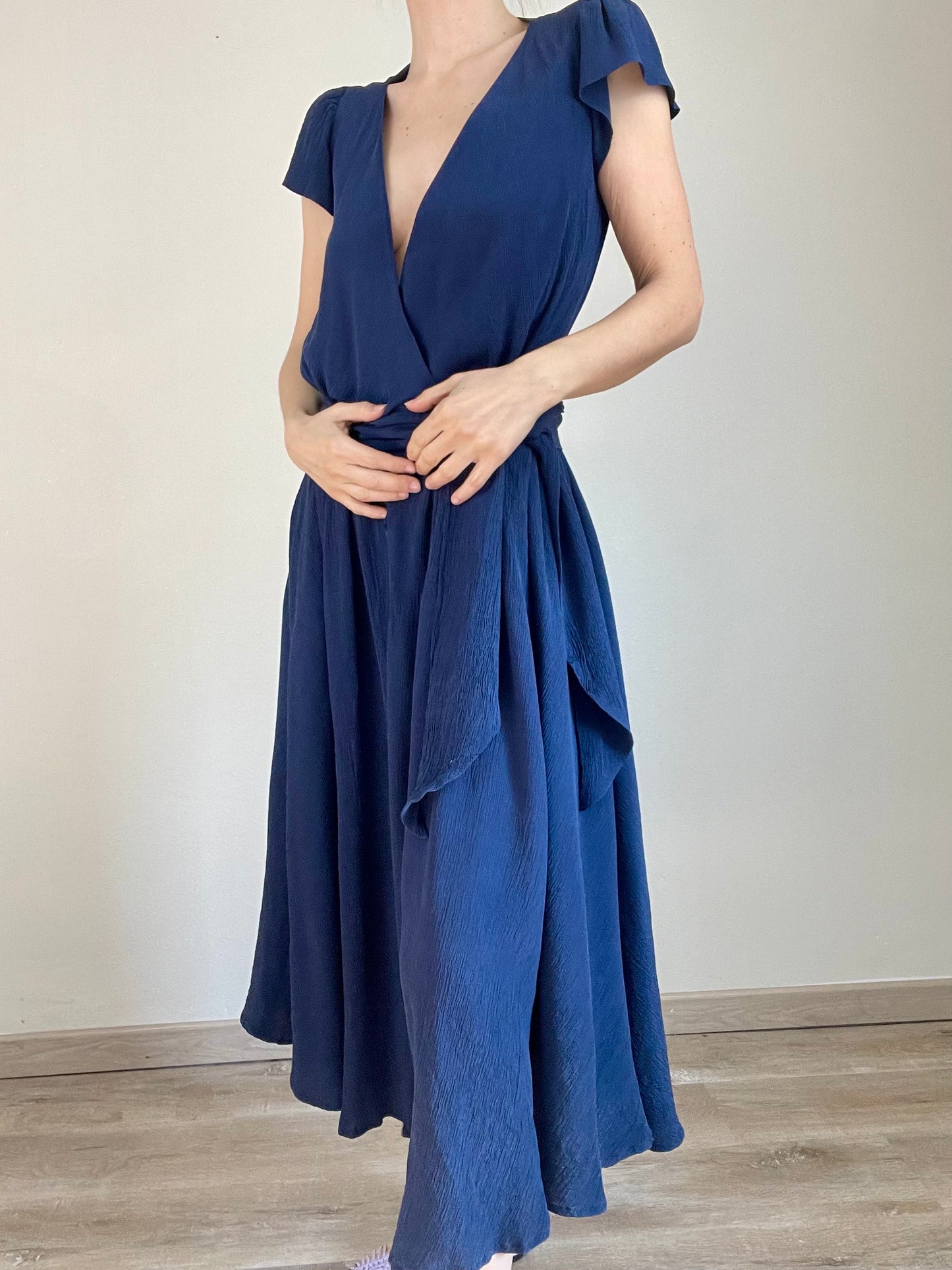 Moschino Spring Summer 1987 blue silk dress