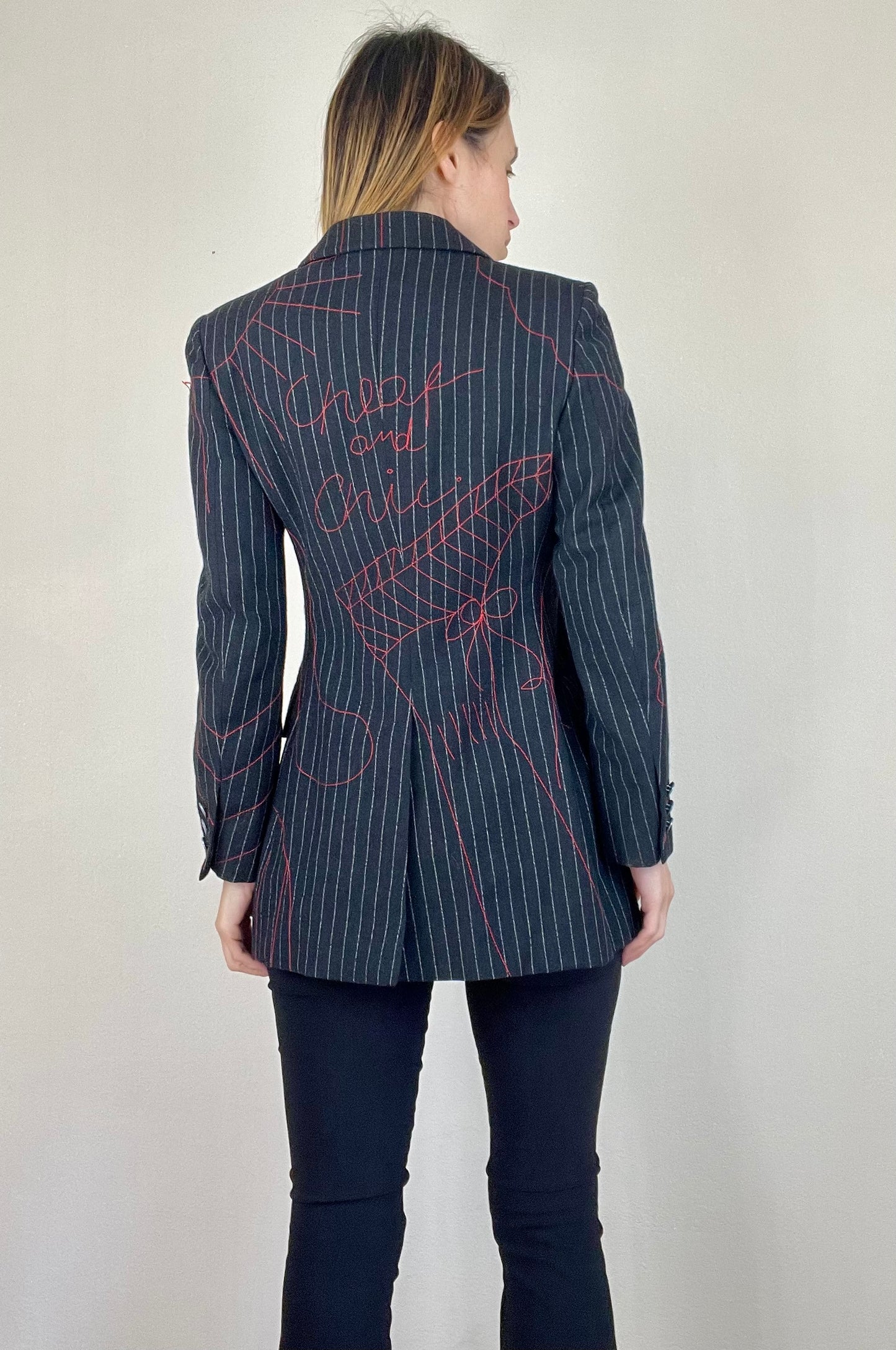 Moschino Cheap and Chic gray pinstripe blazer