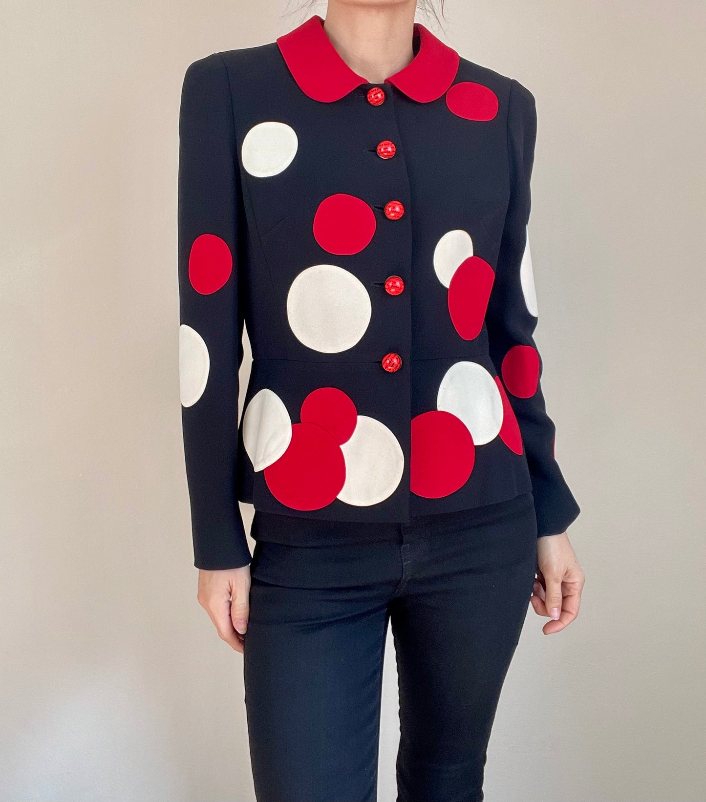Moschino The Nanny Fran Fine circle polka dot blazer jacket