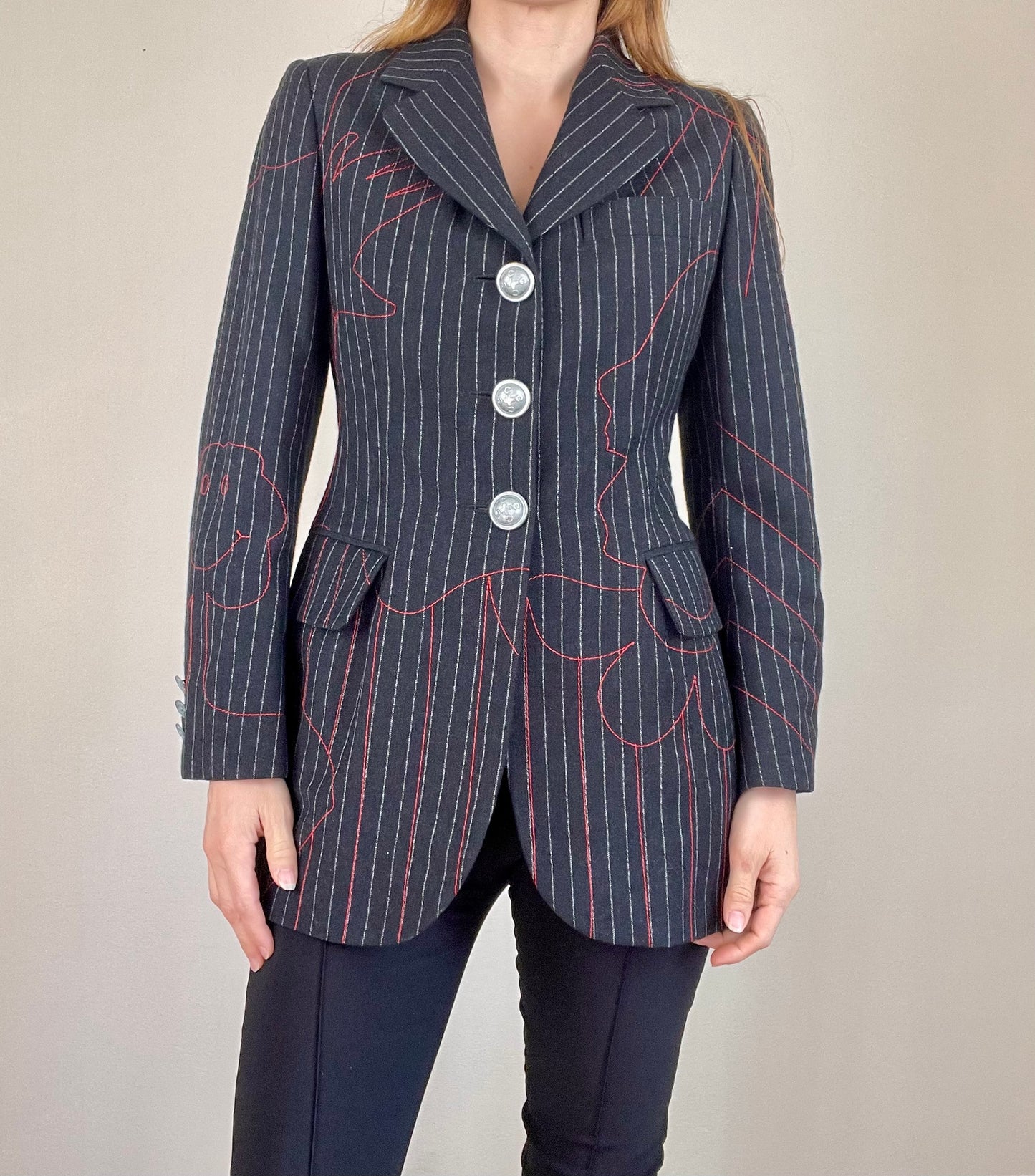 Moschino Cheap and Chic gray pinstripe blazer