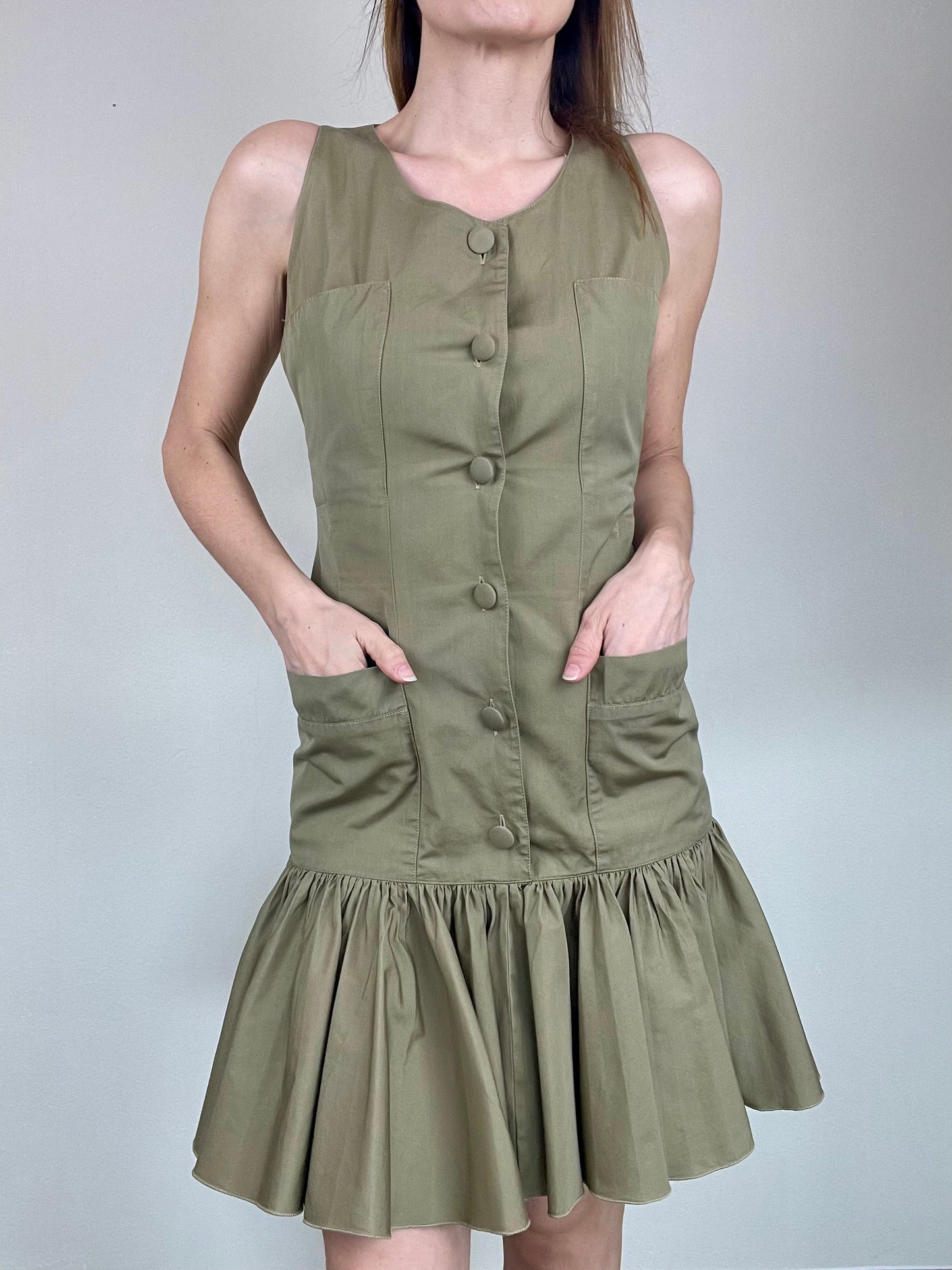 Alberta Ferretti green kaki mini dress