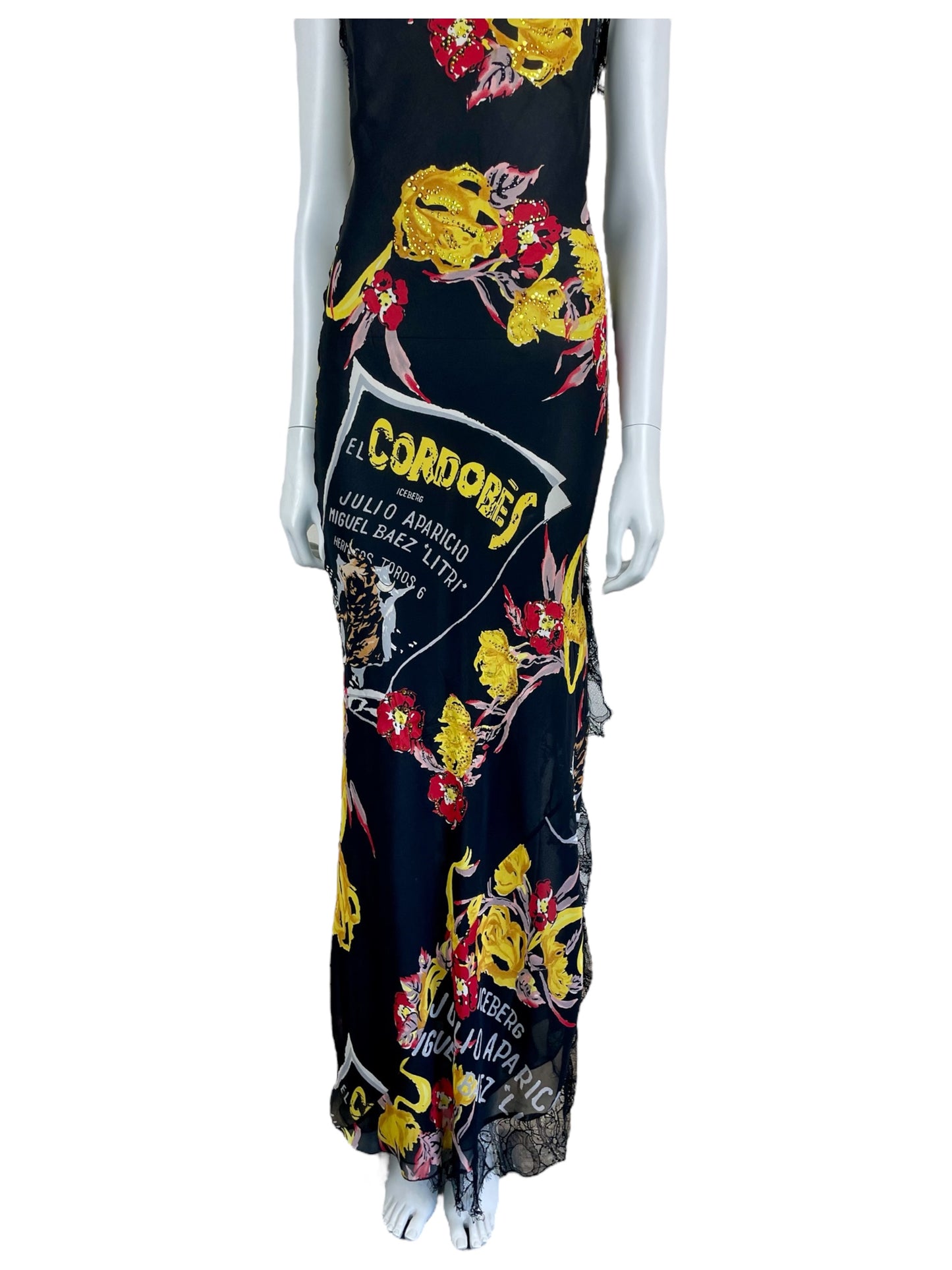 Iceberg Spring Summer 2003 collection one-of-a-kind silk printed maxi dress