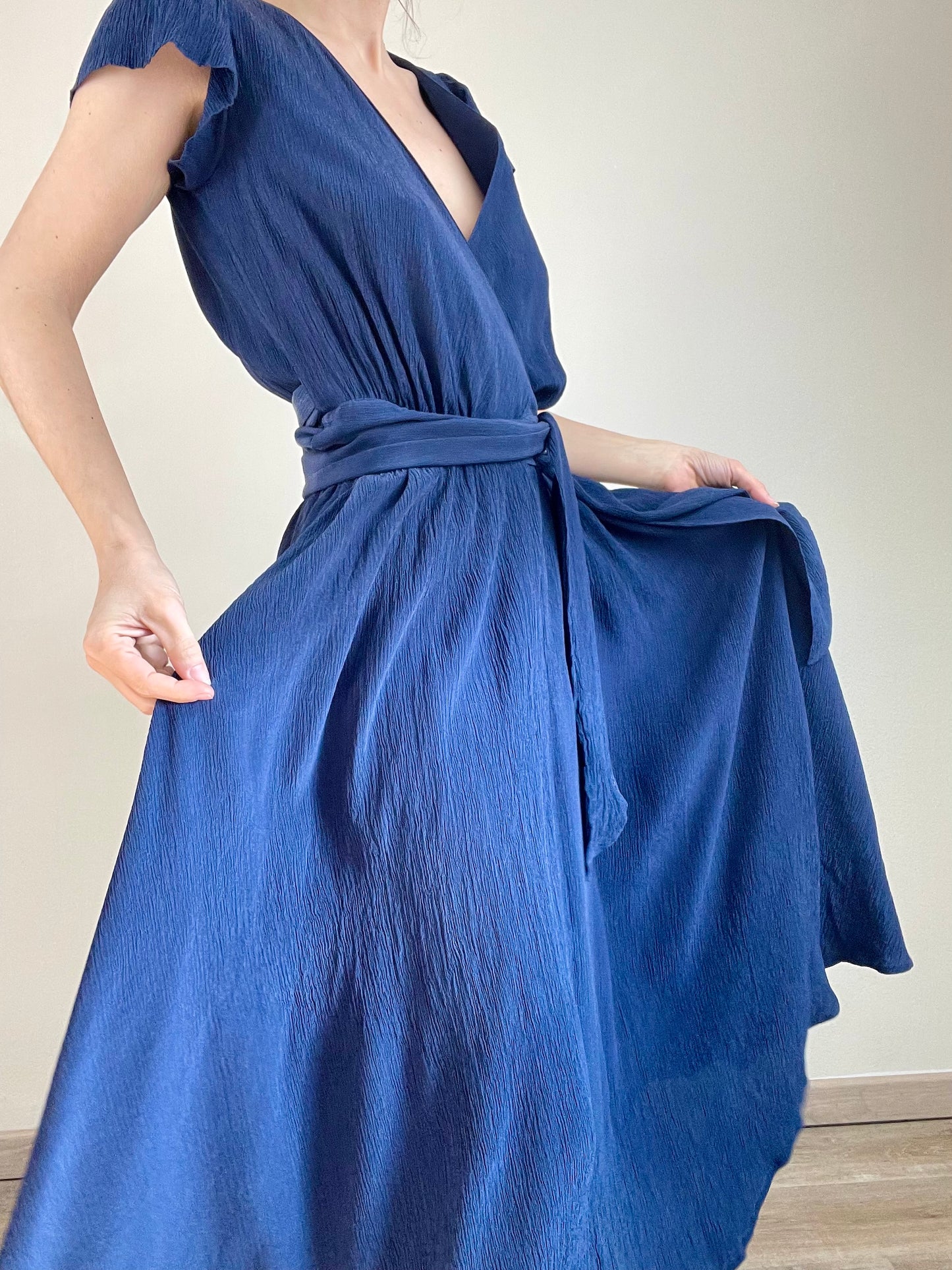 Moschino Spring Summer 1987 blue silk dress