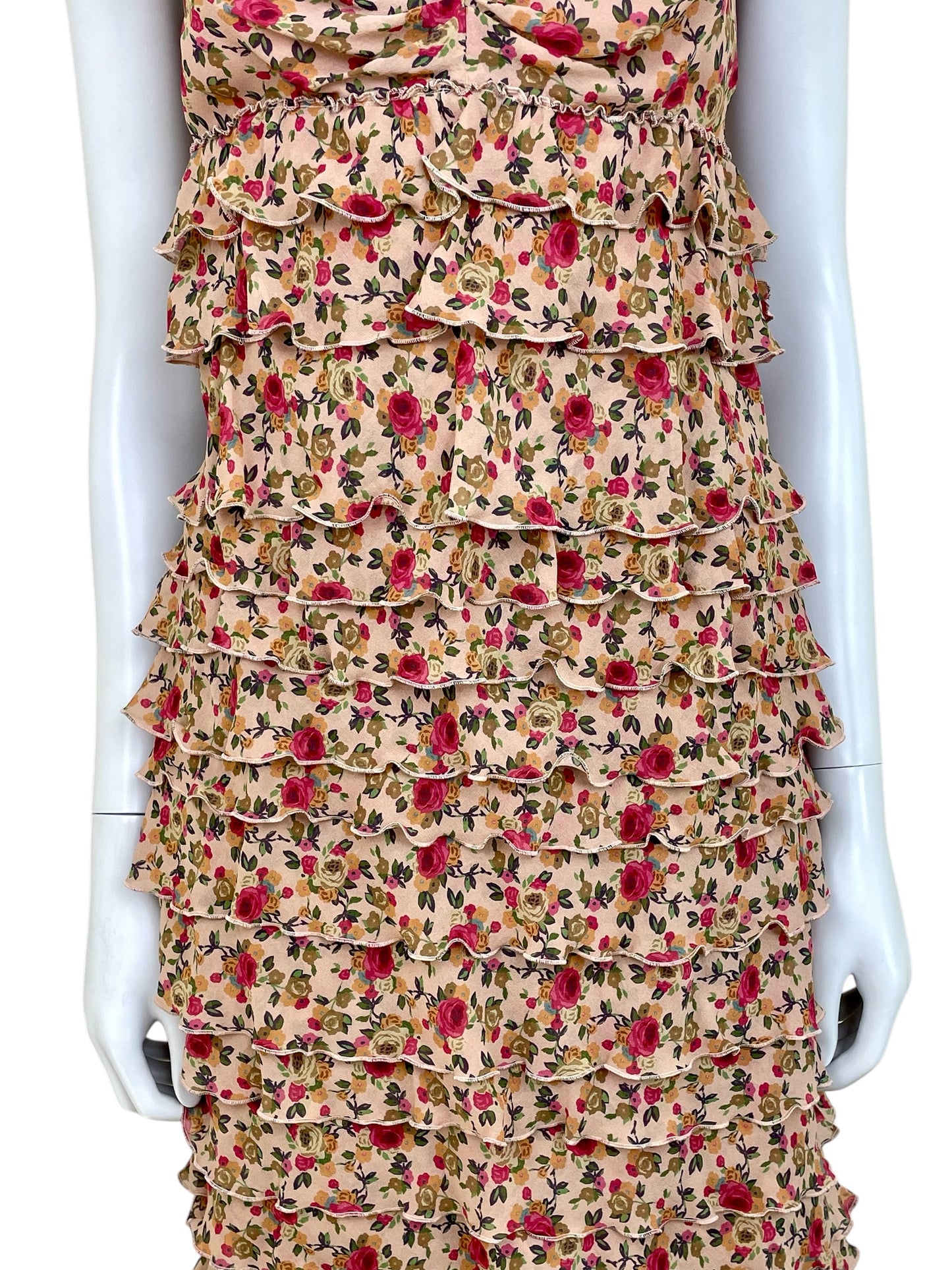 Moschino Cheap and Chic floral ruffled tiered silk dress