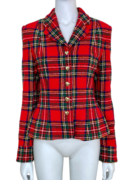 Moschino Couture Fall Winter 1995 plaid wool blazer jacket