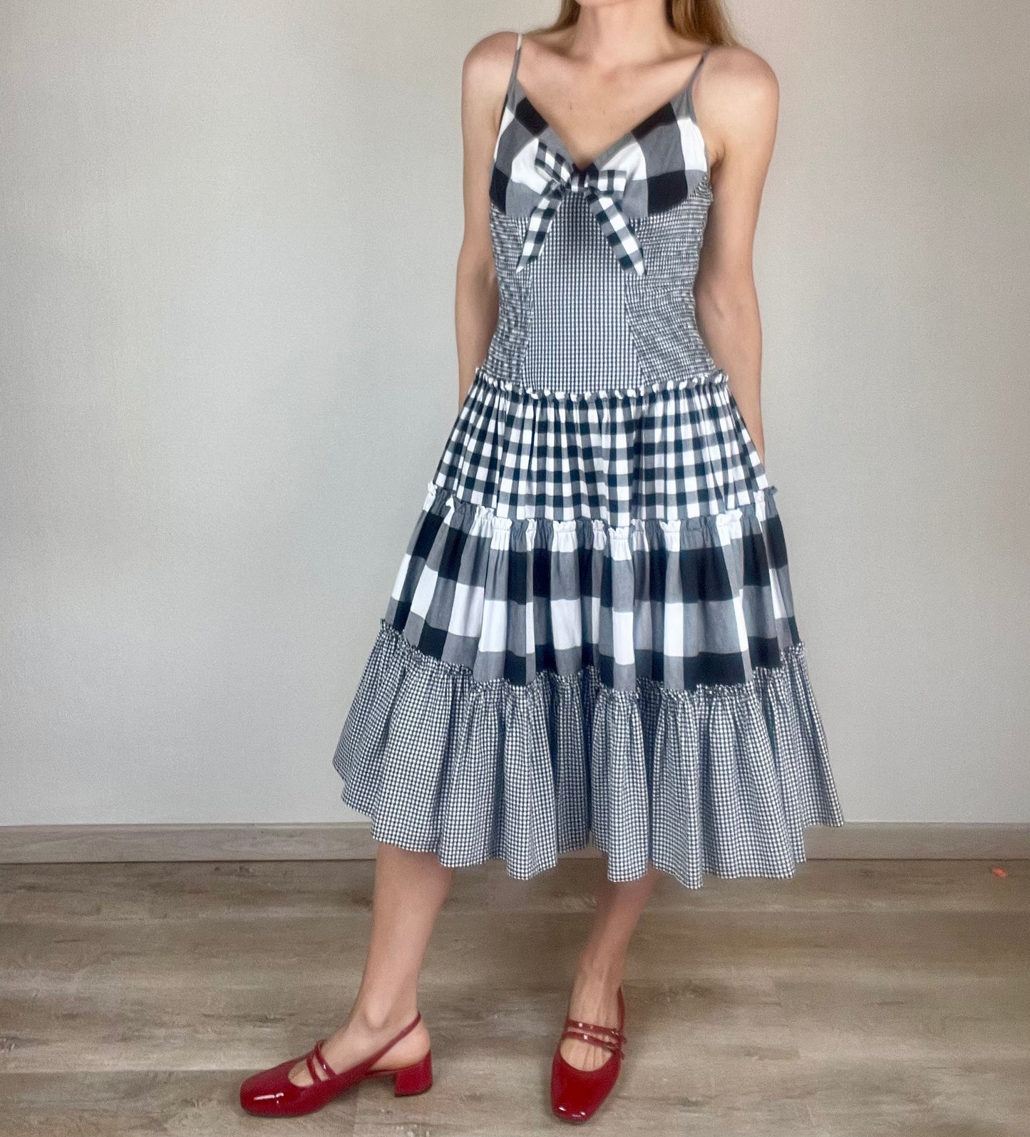 Moschino black and white gingham dress
