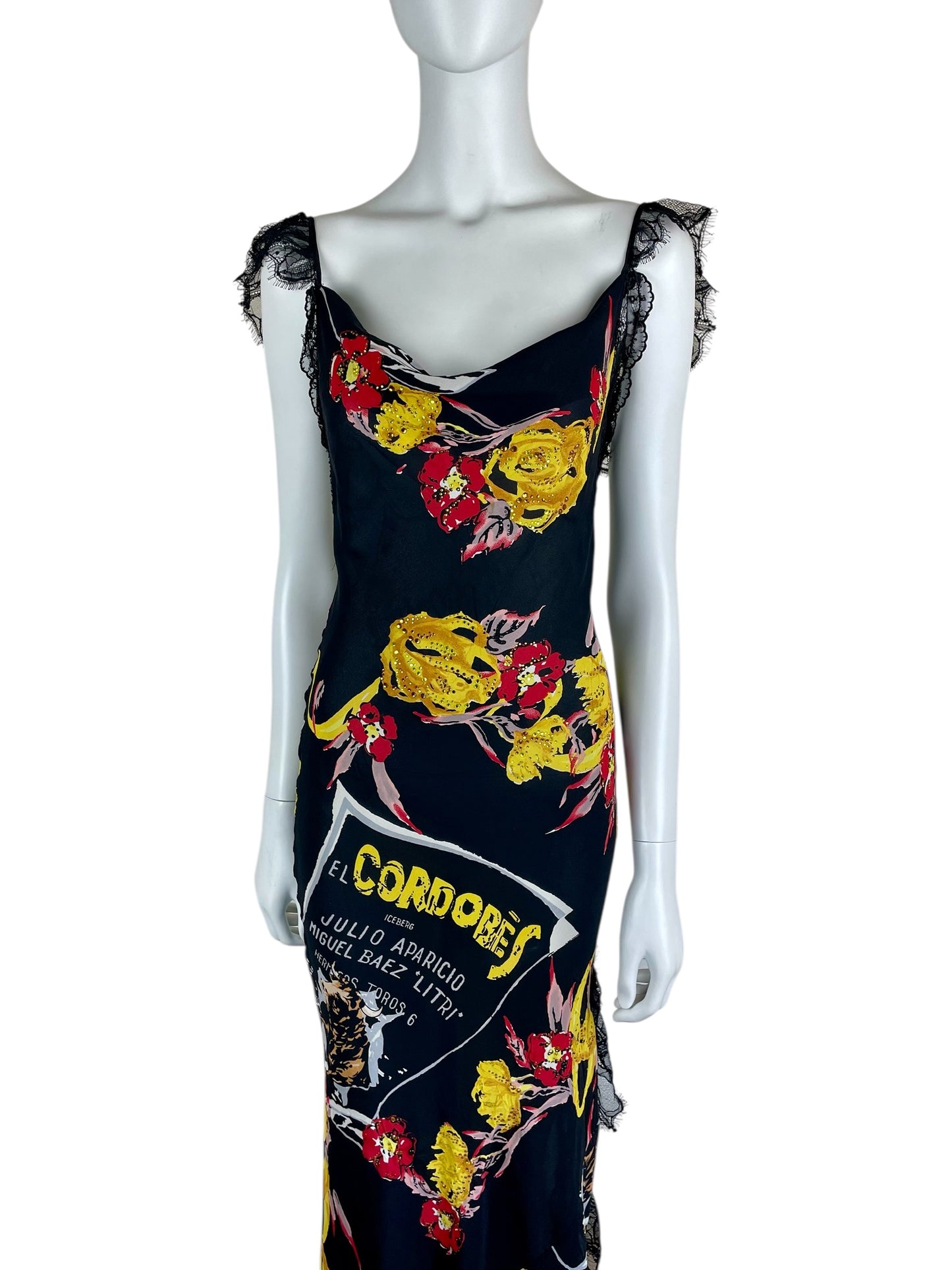 Iceberg Spring Summer 2003 collection one-of-a-kind silk printed maxi dress