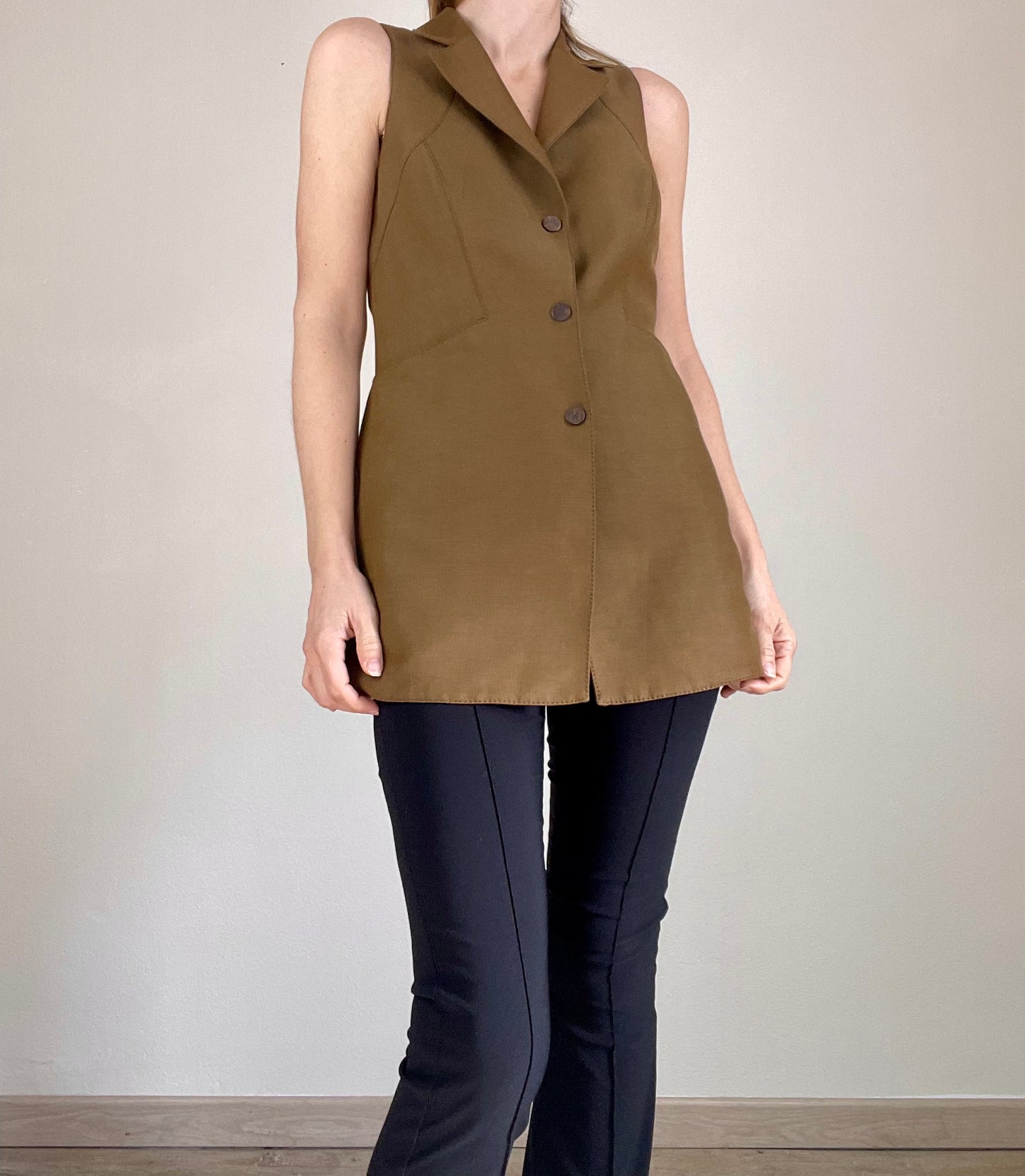 Claude Montana brown cut out long top/vest