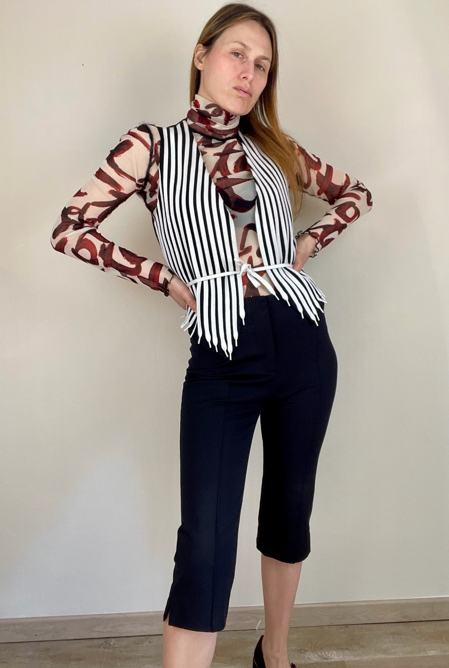 Moschino Cheap and Chic shoe laces stripe vest