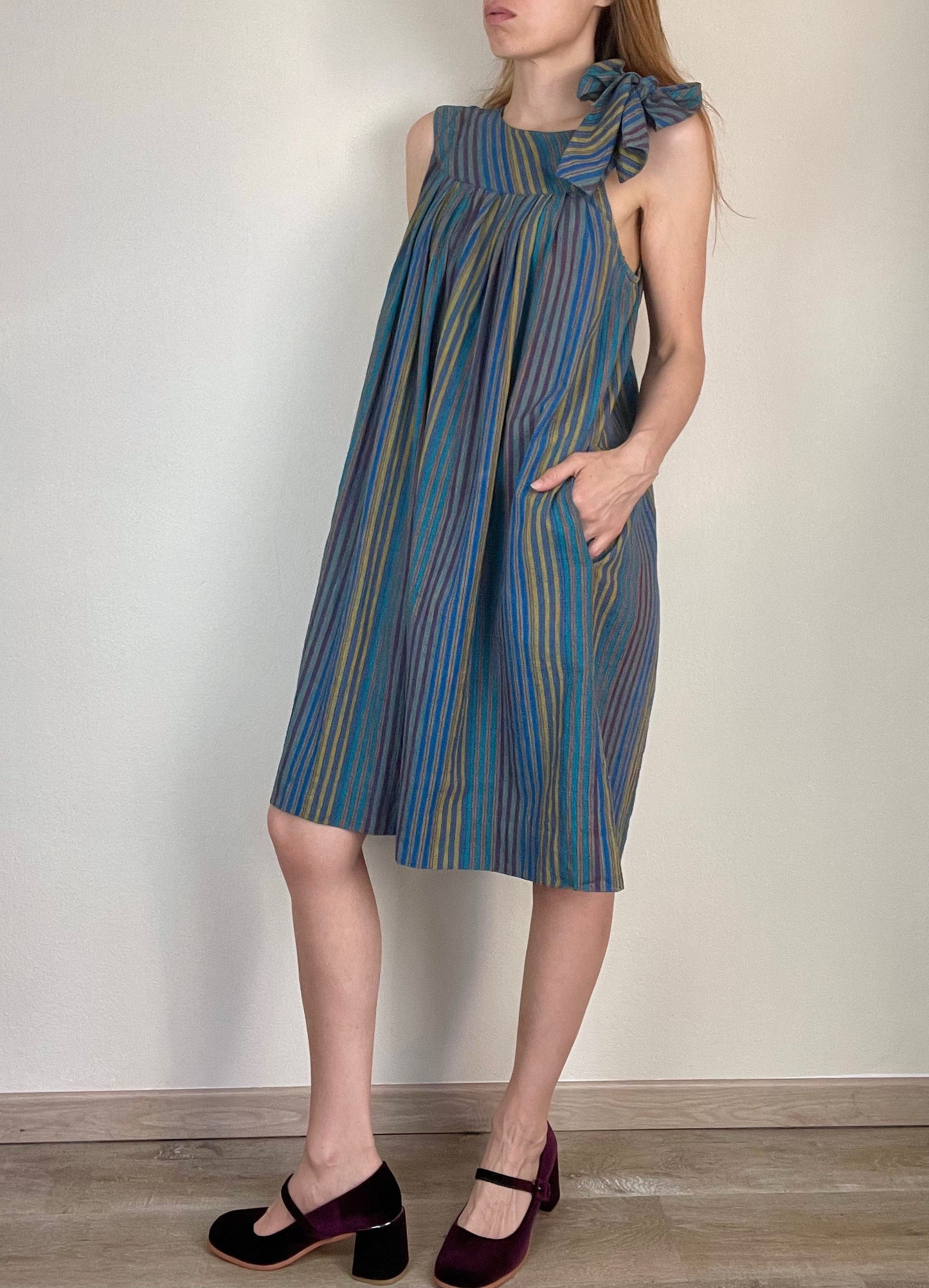 Lanvin multicolor striped cotton tent dress