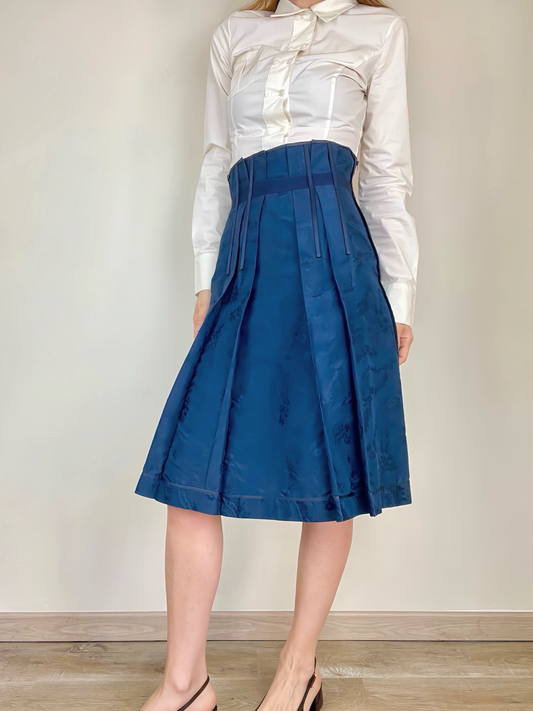 Prada silk jacquard corset skirt