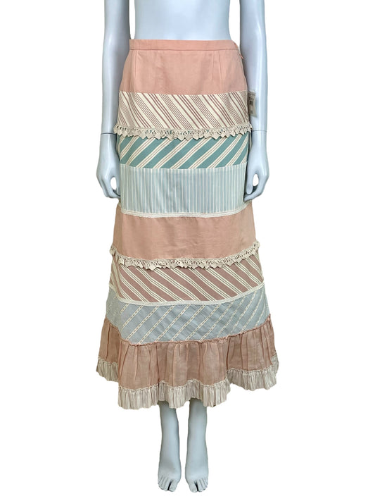 Moschino Cheap and Chic deadstock Spring Summer 2003 striped and lace maxi skirt