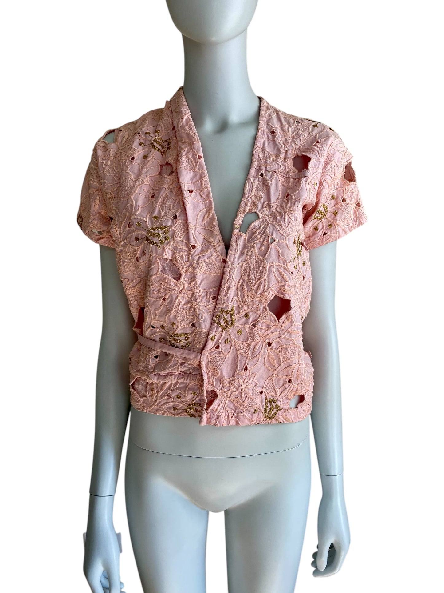 Dries Van Noten Spring Summer 2003 embroidered cut out wrap top