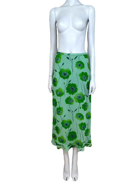 Moschino Cheap and Chic green floral cotton gauze skirt