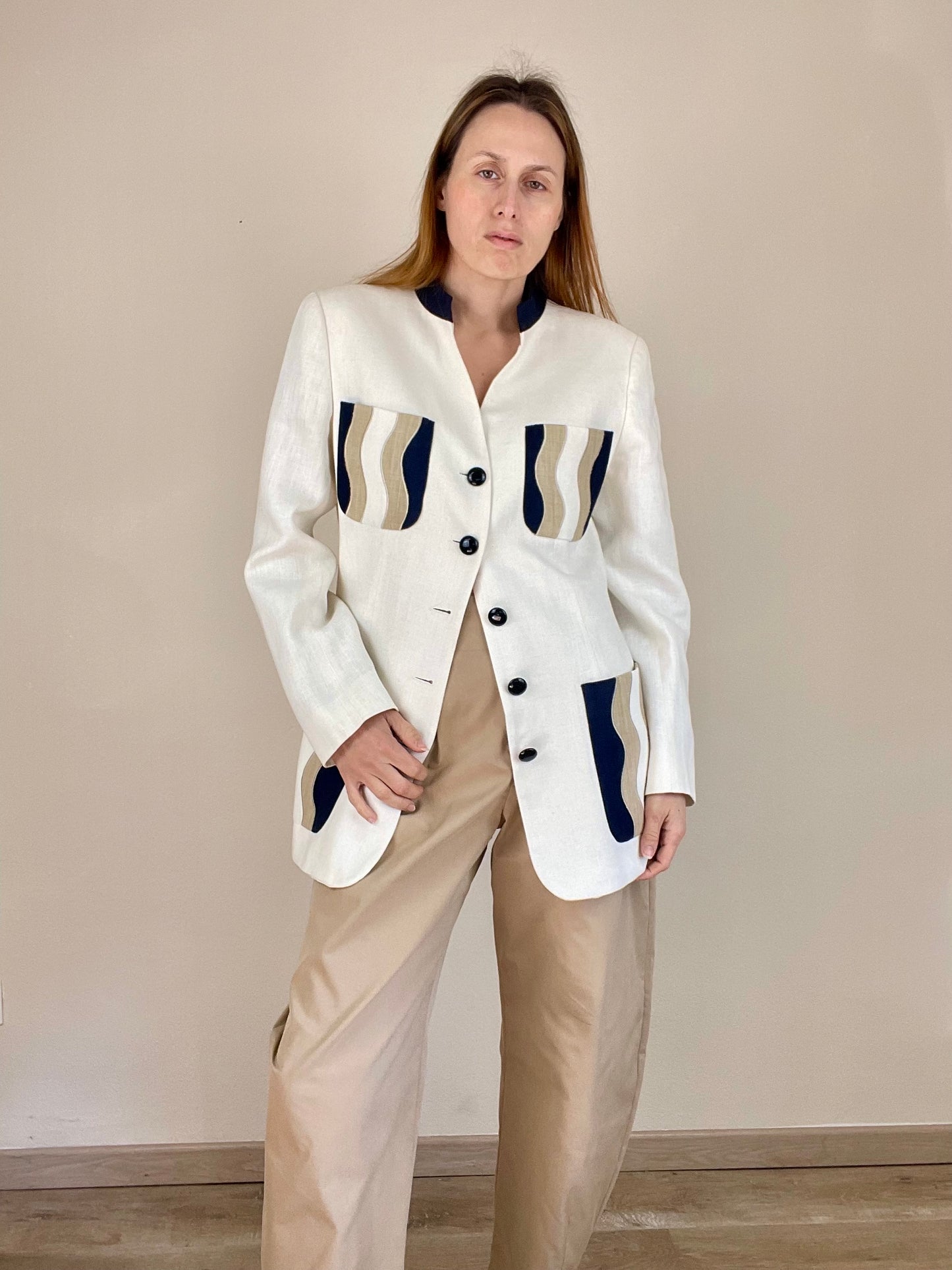 Valentino off white linen blazer jacket