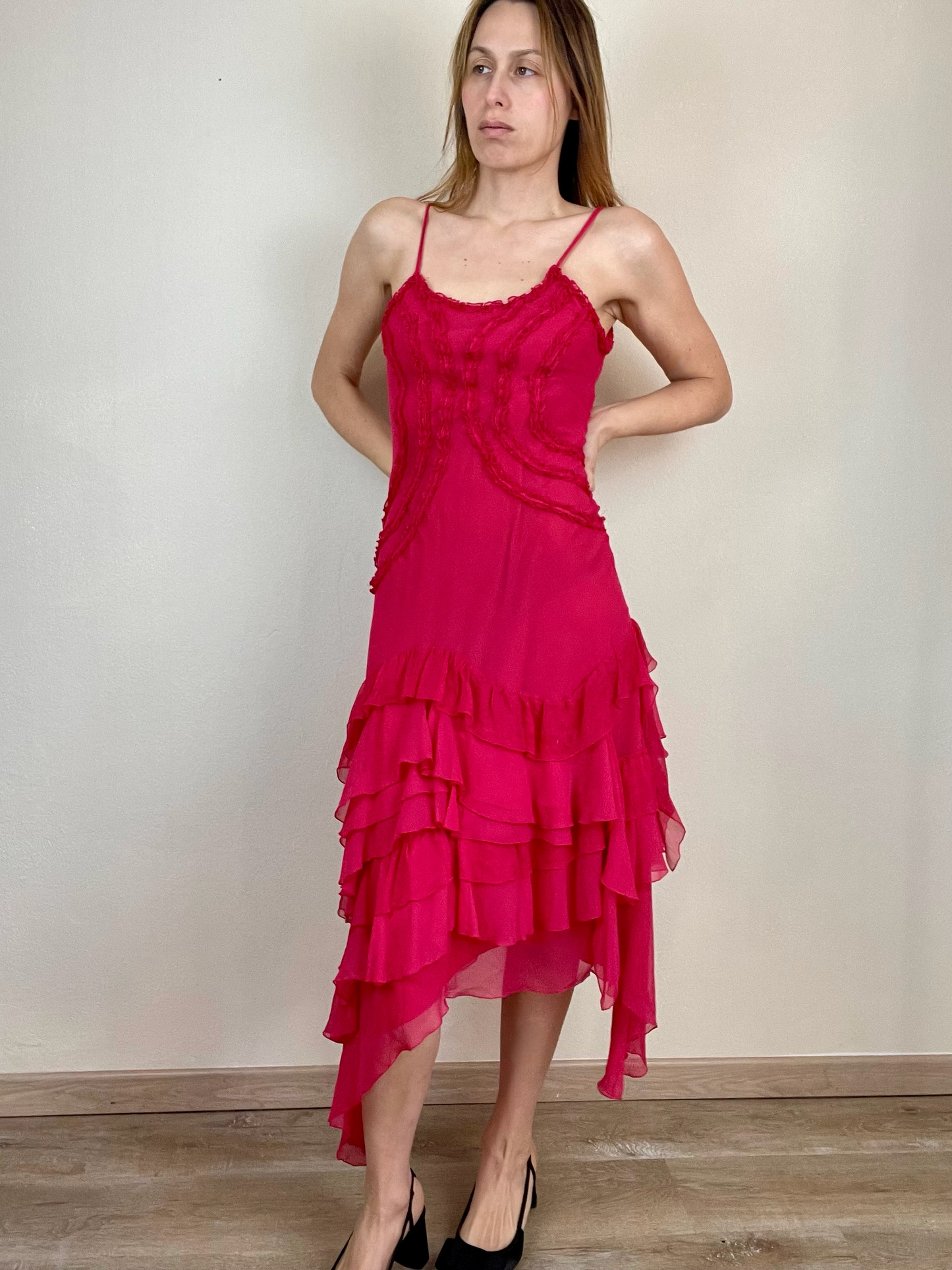 Gianfranco Ferré hot pink silk dress