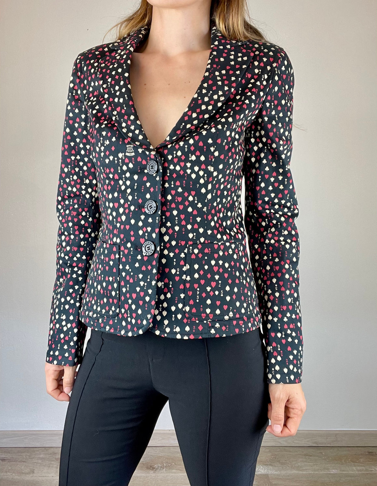 Moschino Jeans deadstock playing cards blazer jacket