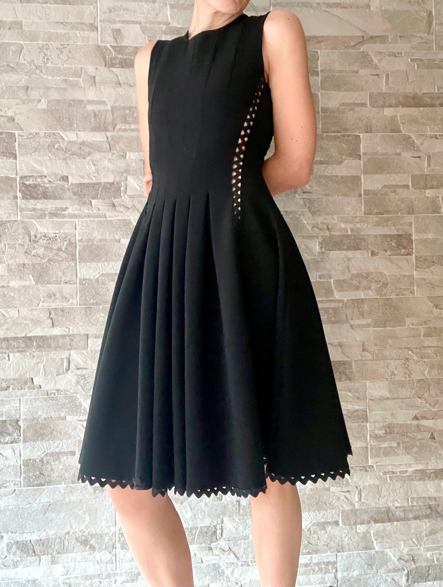 Prada black cut out pleated dress
