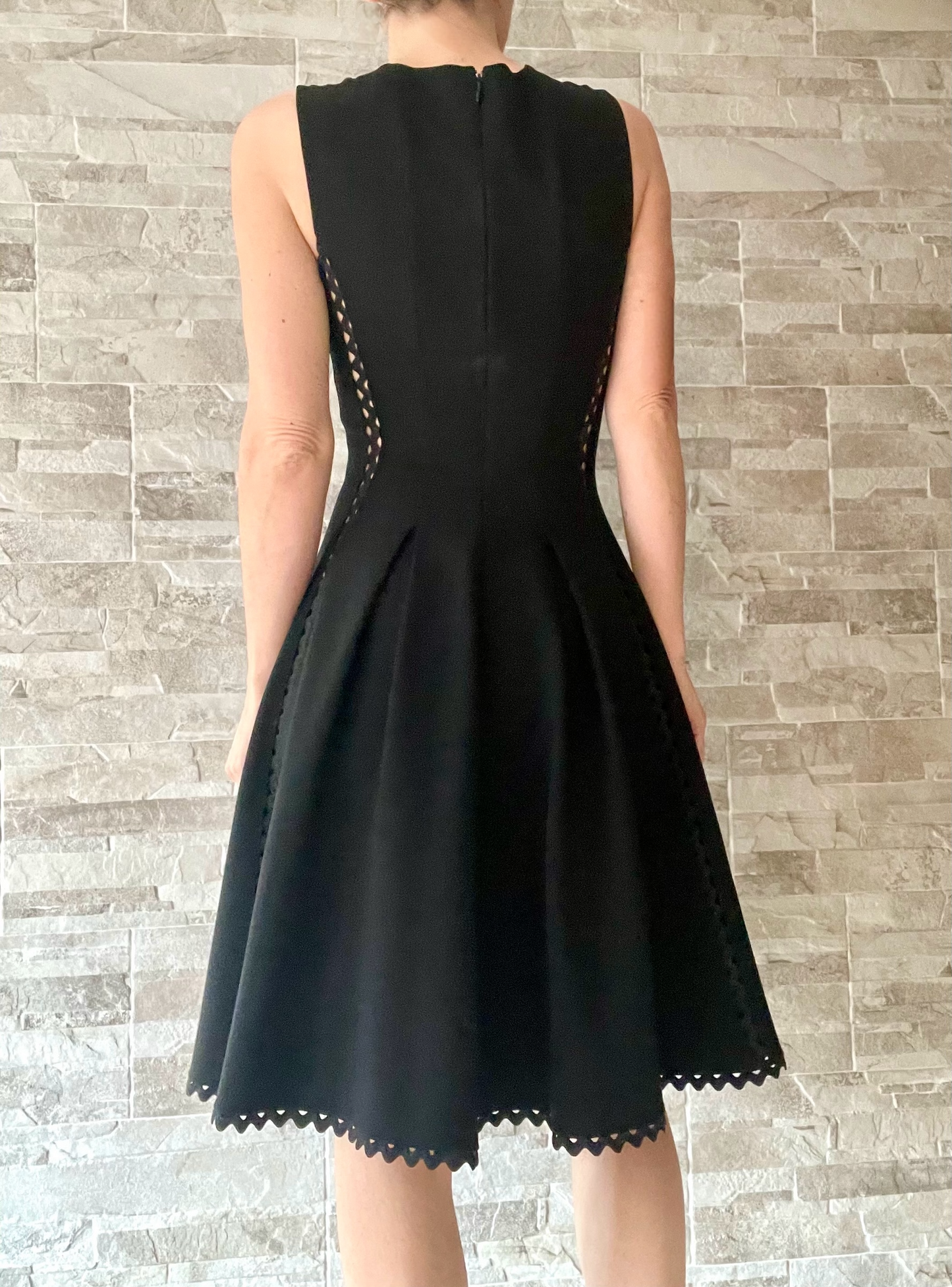 Prada black cut out pleated dress