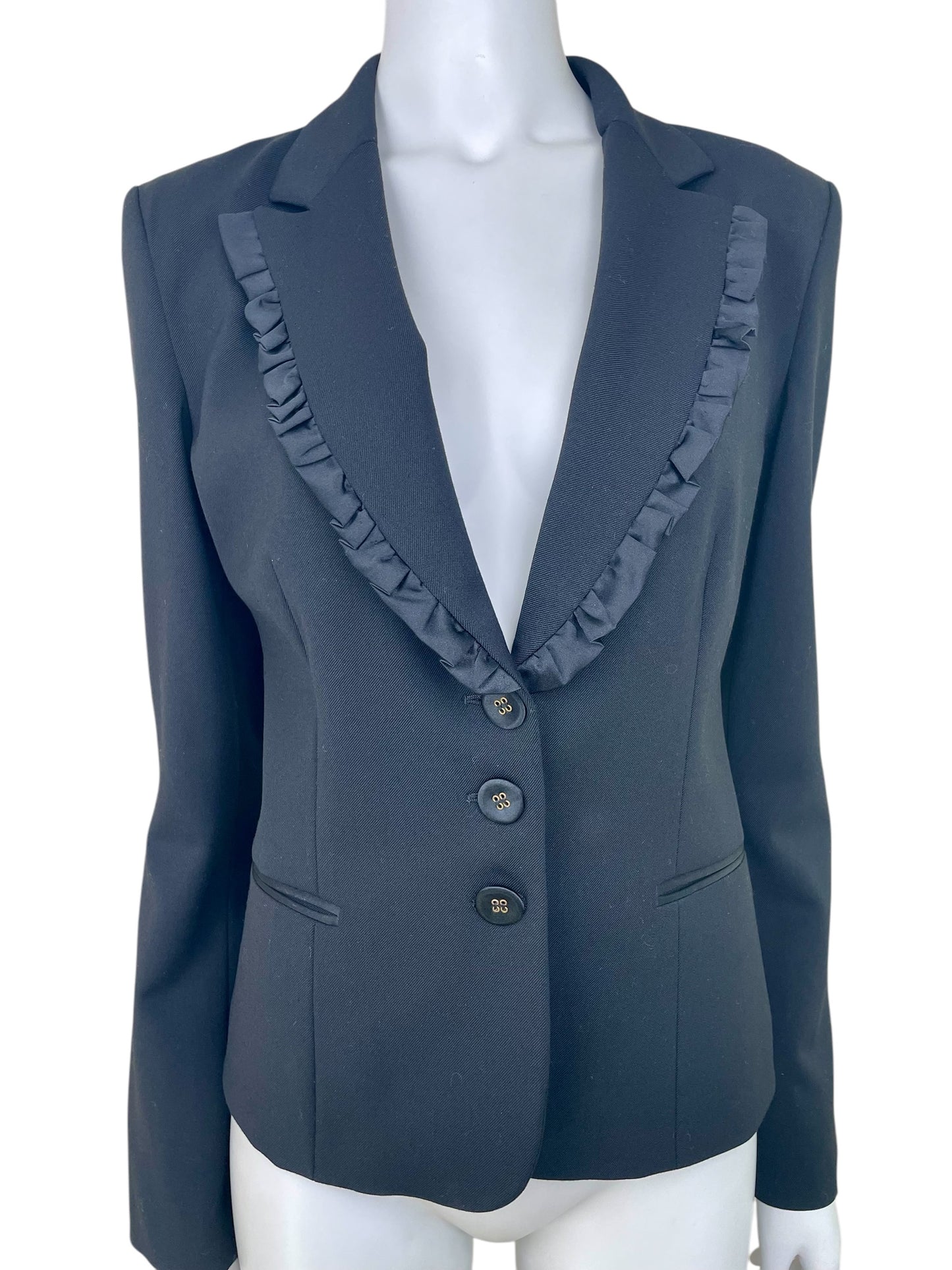 Moschino Jeans black ruffled collar blazer jacket